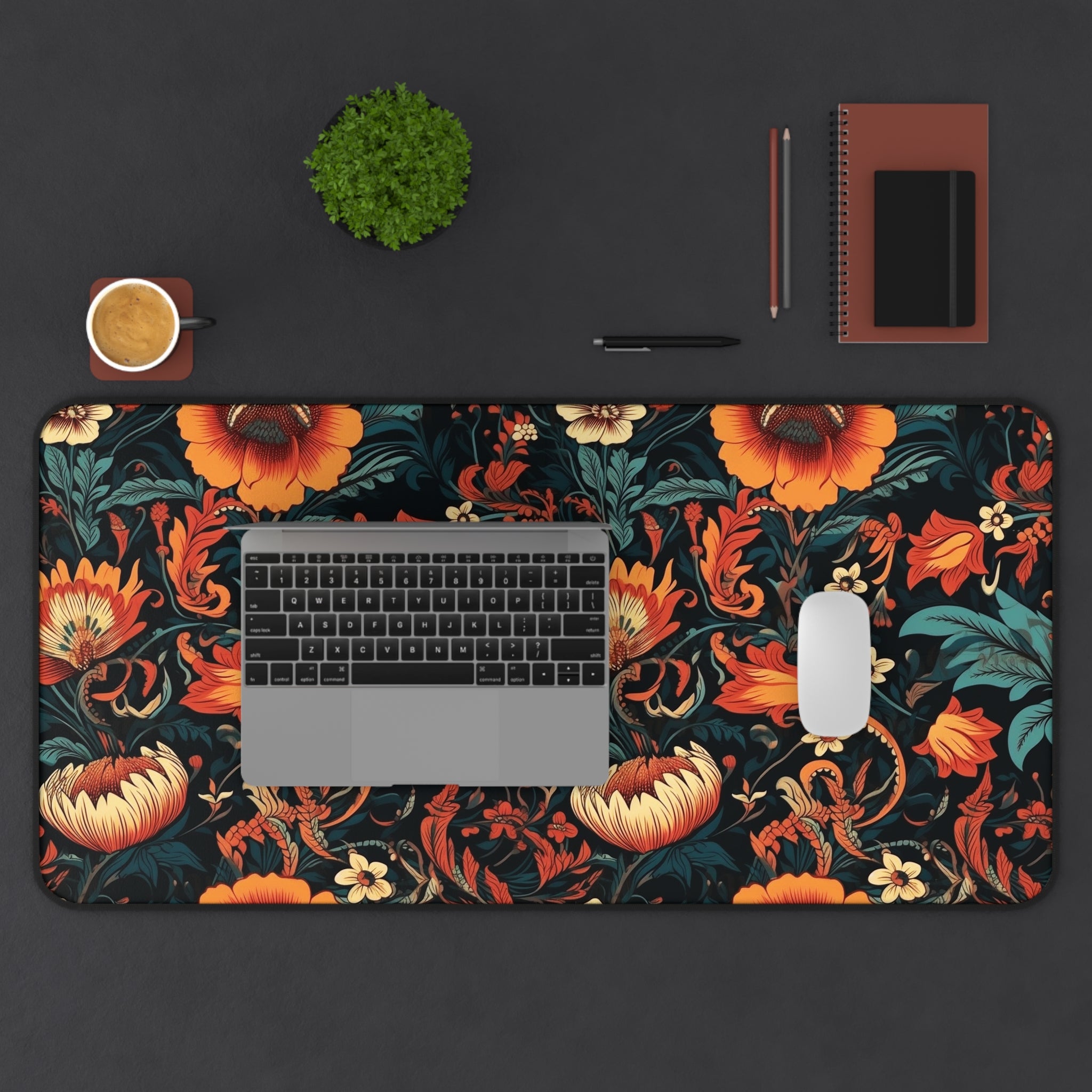 retro-orange-flowers-cottagecore-desk-mat-floral-mouse-pad-farmhouse-style-office-decor-shabby-chic-workspace-decor-large-gam