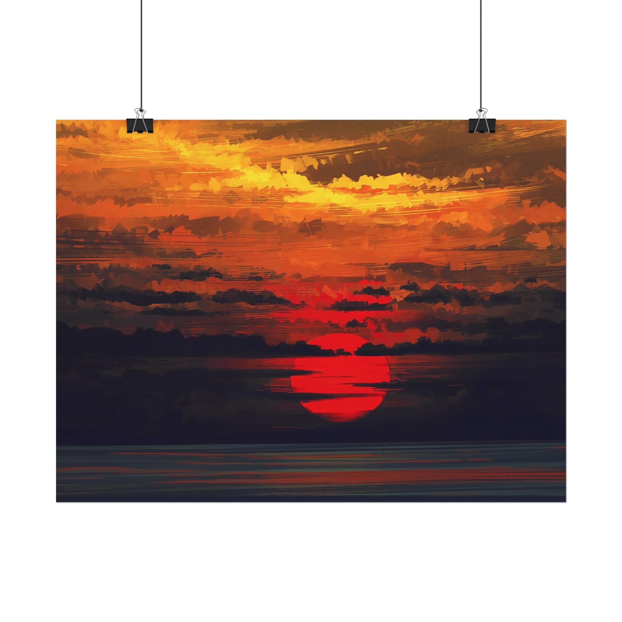 red-sunset-landscape-poster-print-cozy-home-decor-living-room-decor-farm-house-wall-decor-house-warming-gift