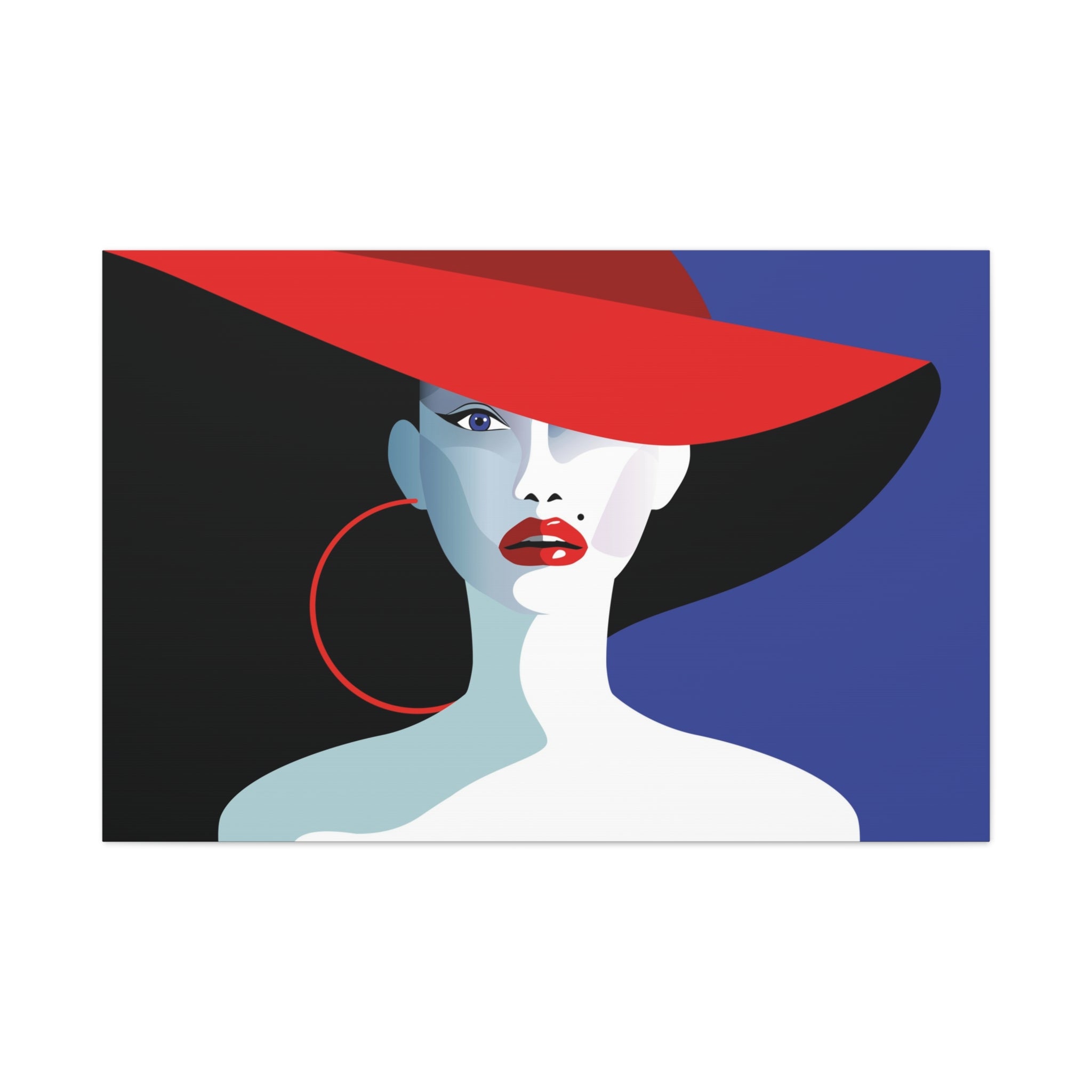 canvas-print-wall-decor-woman-hat-style-lips-art-matte-canvas-stretched-home-decor-room-decor-art-poster-fashion-art-gift