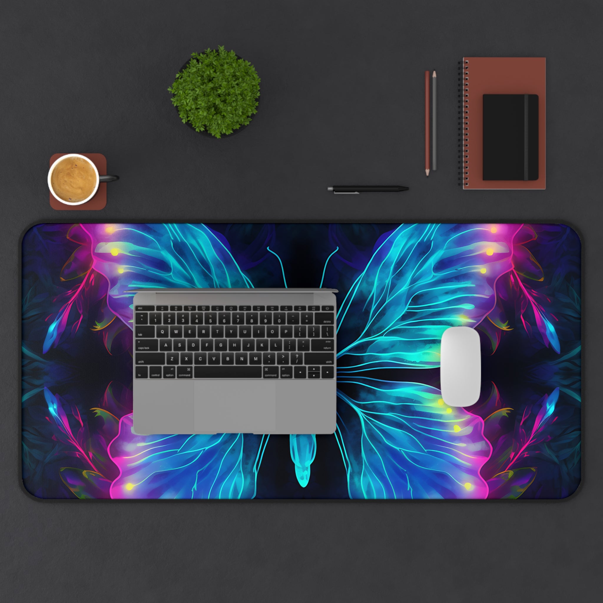 vibrant-blue-purple-butterfly-and-neon-mouse-pad-desk-pad-desk-accessories-office-decor-large-mousepad