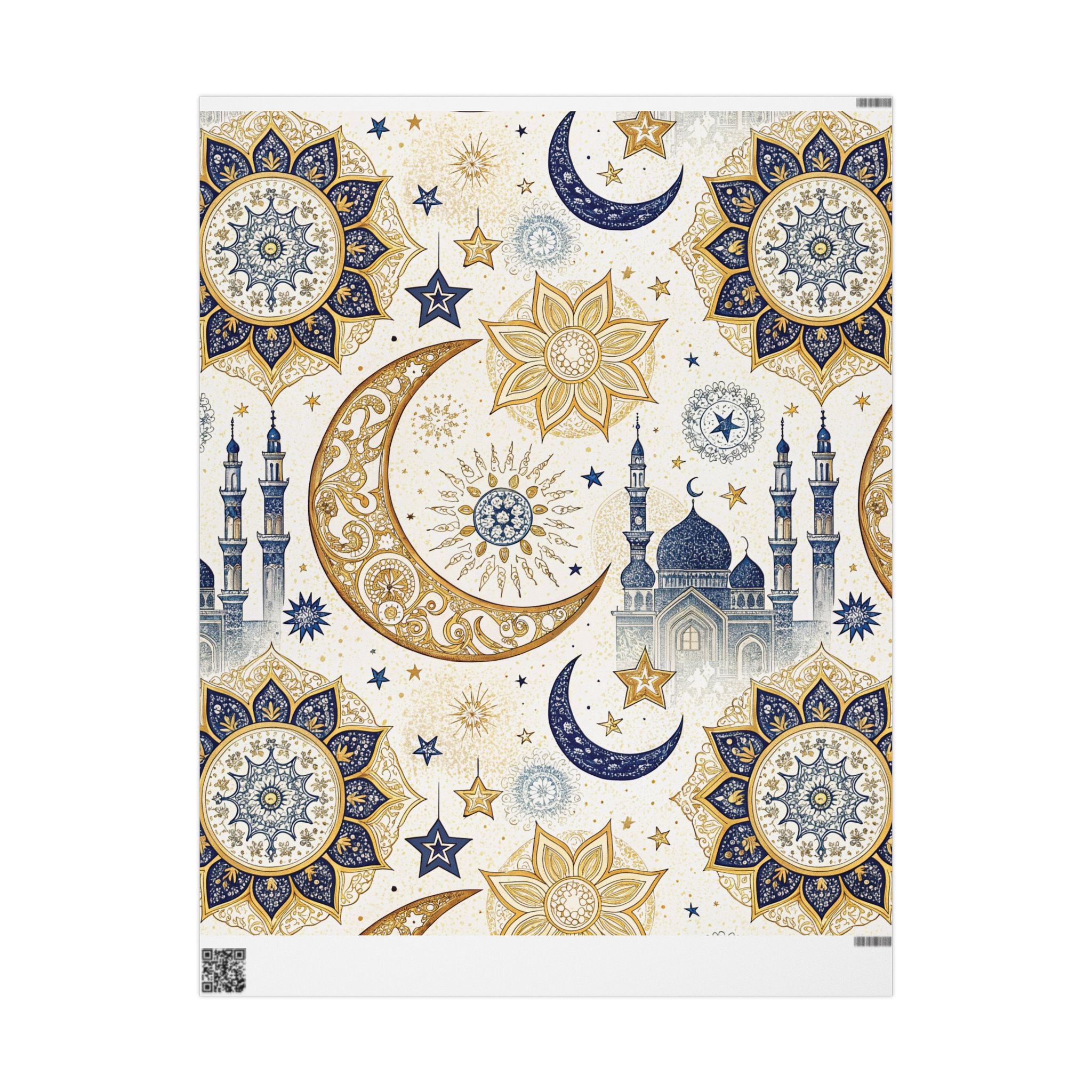 ramadan-night-wrapping-papers-islamic-crescent-moon-gift-wrap-mosque-silhouette-eid-holiday-supplies-festive-present-packagin