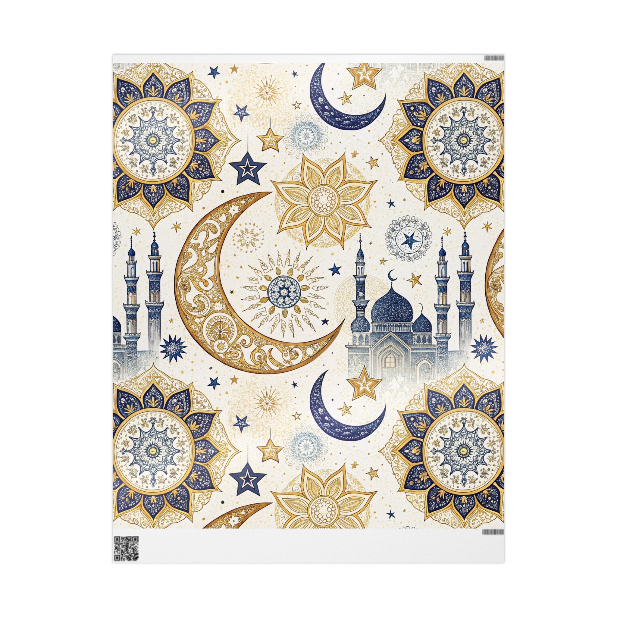 ramadan-night-wrapping-papers-islamic-crescent-moon-gift-wrap-mosque-silhouette-eid-holiday-supplies-festive-present-packagin