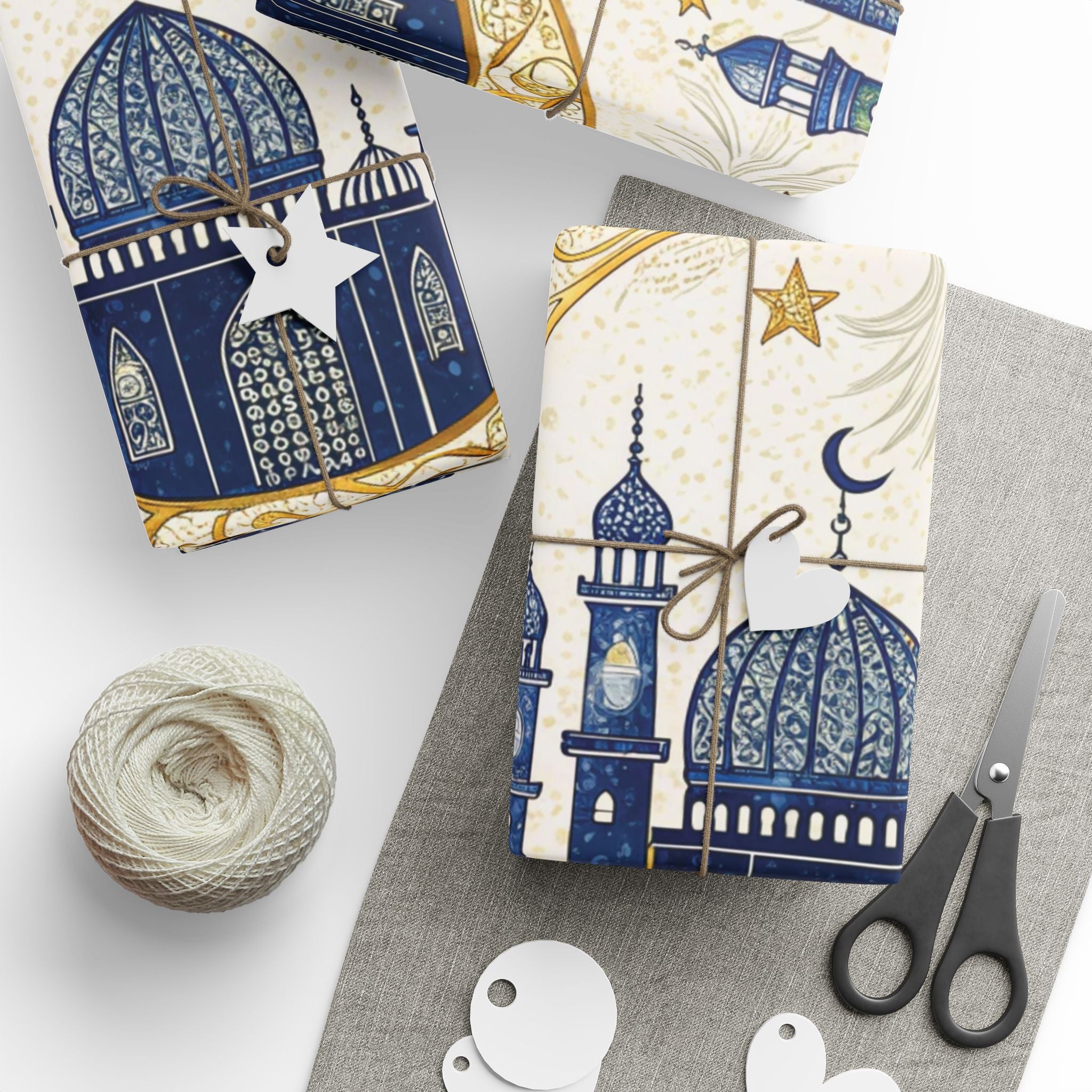 ramadan-night-wrapping-papers-islamic-crescent-moon-gift-wrap-mosque-silhouette-eid-holiday-supplies-festive-present-packagin