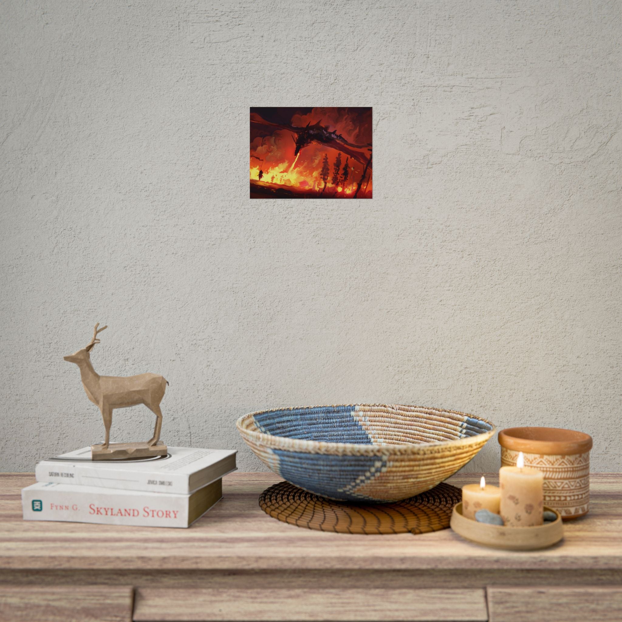 dragon-fire-rolled-poster-fantasy-art-print-mythical-creature-room-decor-dungeons-and-dragons-wall-art-magical-poster-print-m