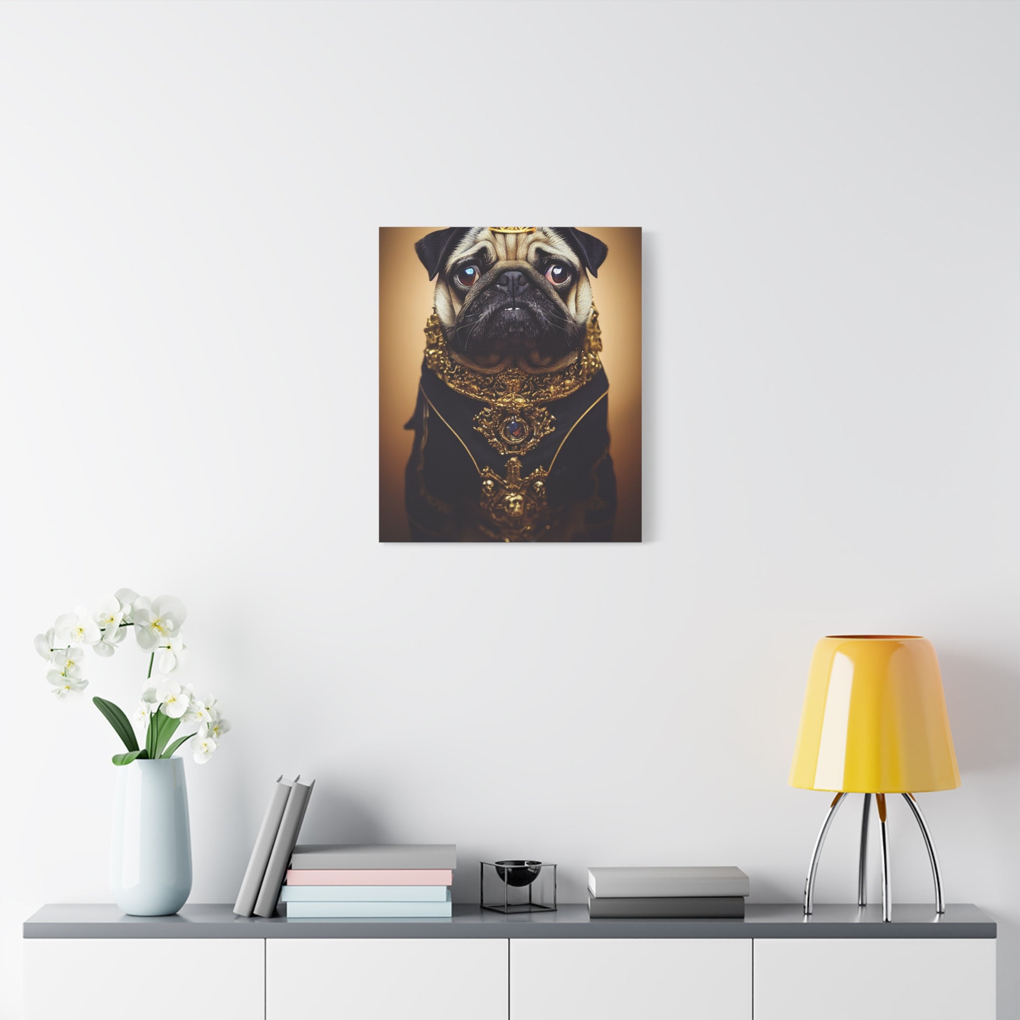 canvas-print-pug-crown-funny-jewelry-wall-art-decor-stretched-matte-canvas-home-living-room-decoration-dog-lover-gift-animal-
