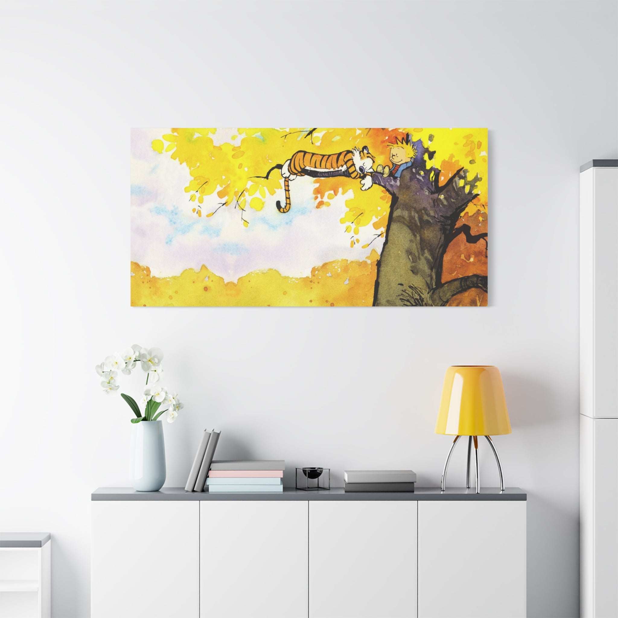 Calvin and Hobbes Canvas Wall Art - Nostalgic Comic Strip Canvas for Kids Room & Nursery Decor - Friendship Adventure Theme Print