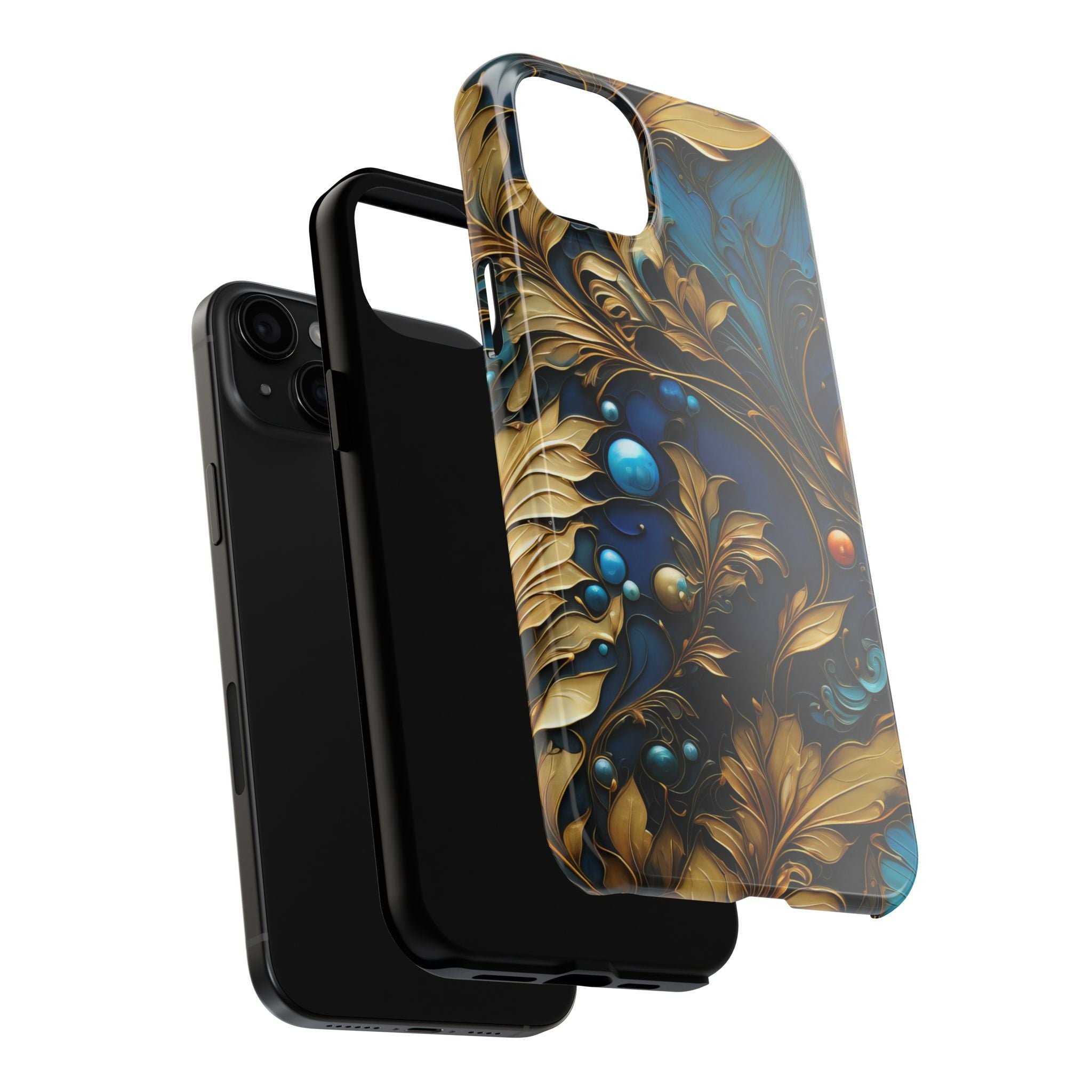 textured-art-nouveau-floral-tough-phone-case-cottagecore-iphone-case-unique-floral-phone-cover-vintage-style-iphone-case-prot