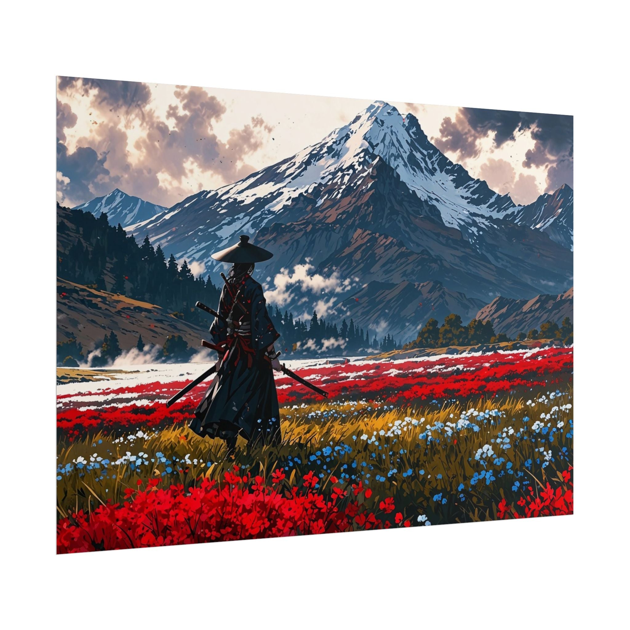 Samurai Canvas Print - Katana Japanese Artwork, Asian Decor, Samurai Warrior Poster, Anime Poster