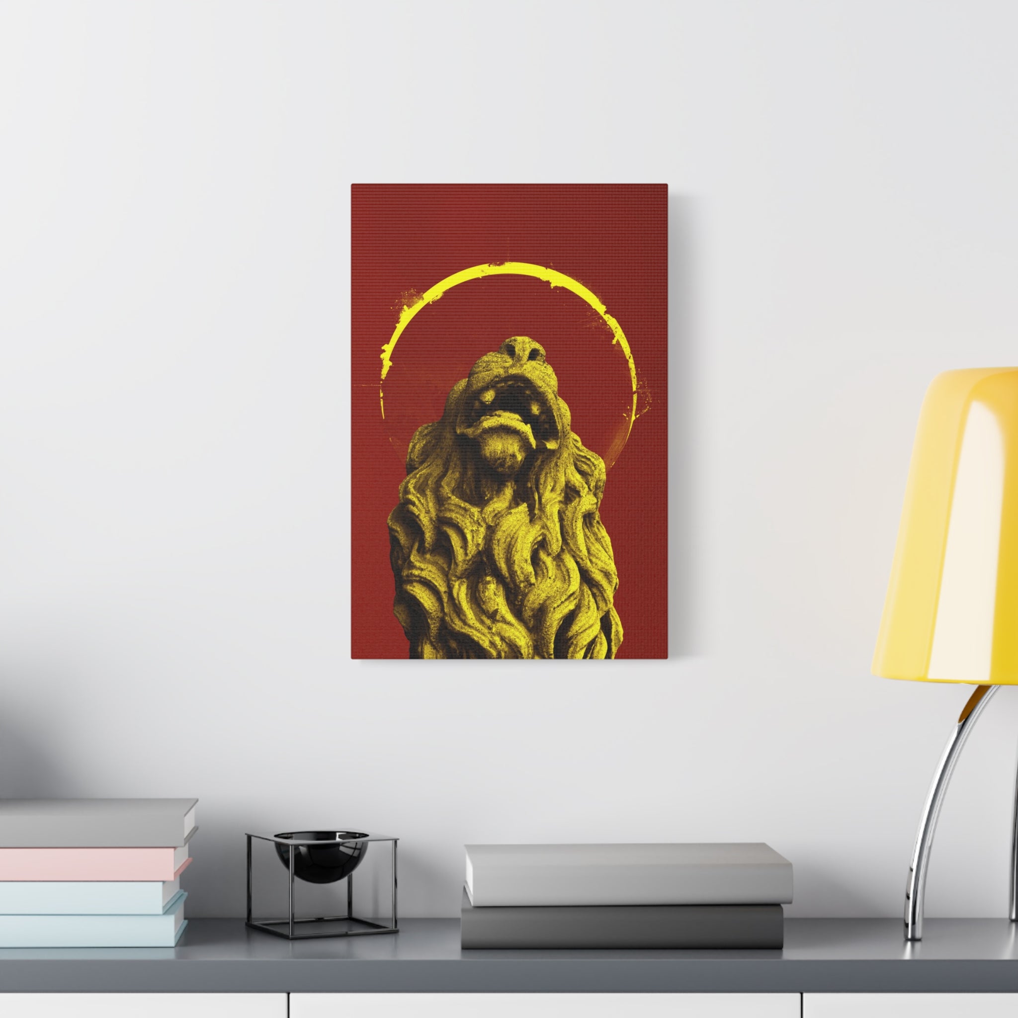 canvas-print-golden-lion-art-red-sun-aesthetic-minimalist-wall-decor-home-art-animal-artwork-boho-decor-modern-art-print