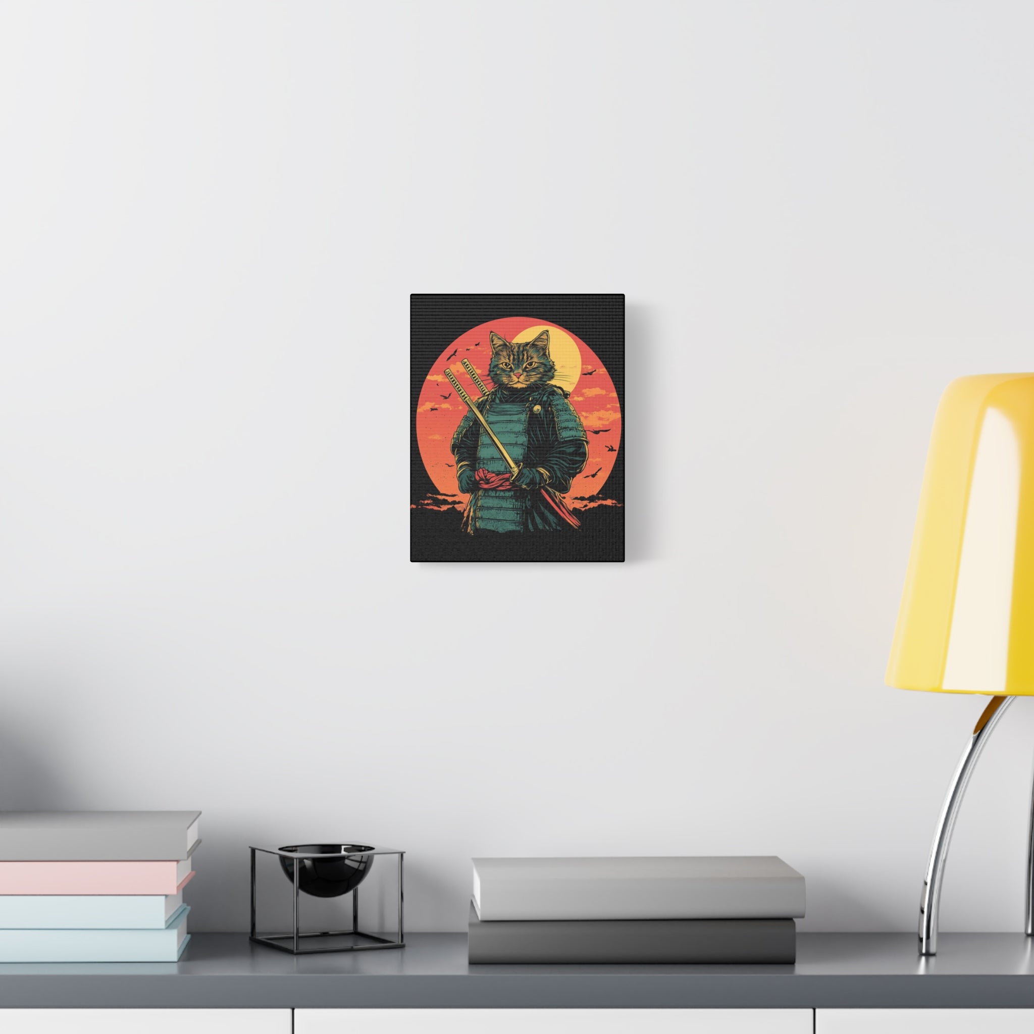 canvas-wall-art-samurai-cat-japanese-style-sunset-retro-wall-decor-stretched-matte-canvas-wall-hanging-home-decor-retro-wall-