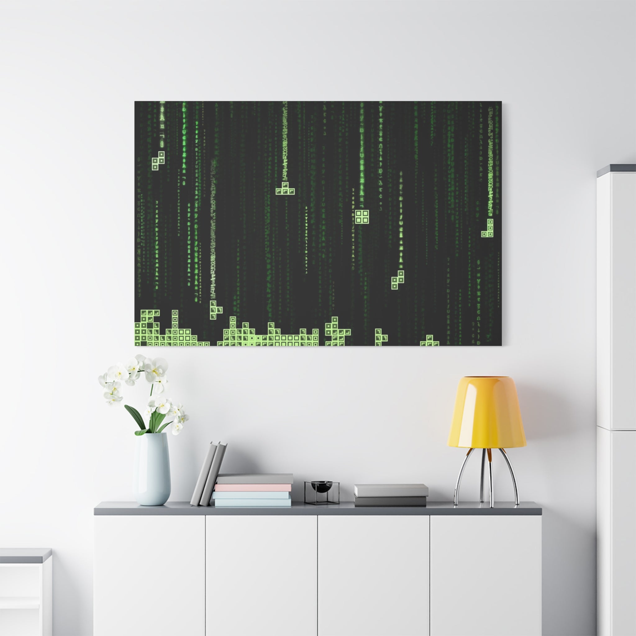 canvas-print-matrix-code-tetris-design-home-decor-wall-art-stretched-matte-canvas-unique-gift-idea-office-decoration