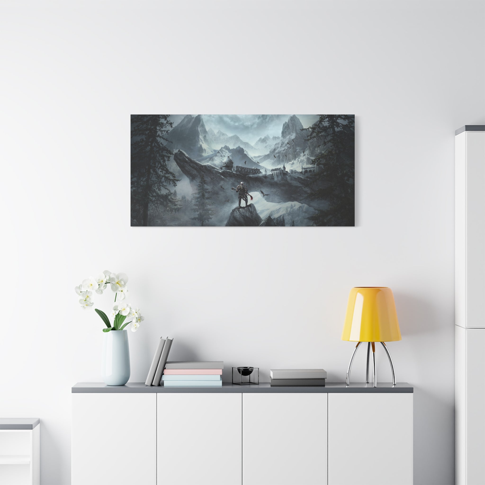 The Elder Scrolls Skyrim Canvas Wall Art - Dragon Game Canvas Print Room Decor, Viking Warrior Gaming Wall Art, Skyrim Gift