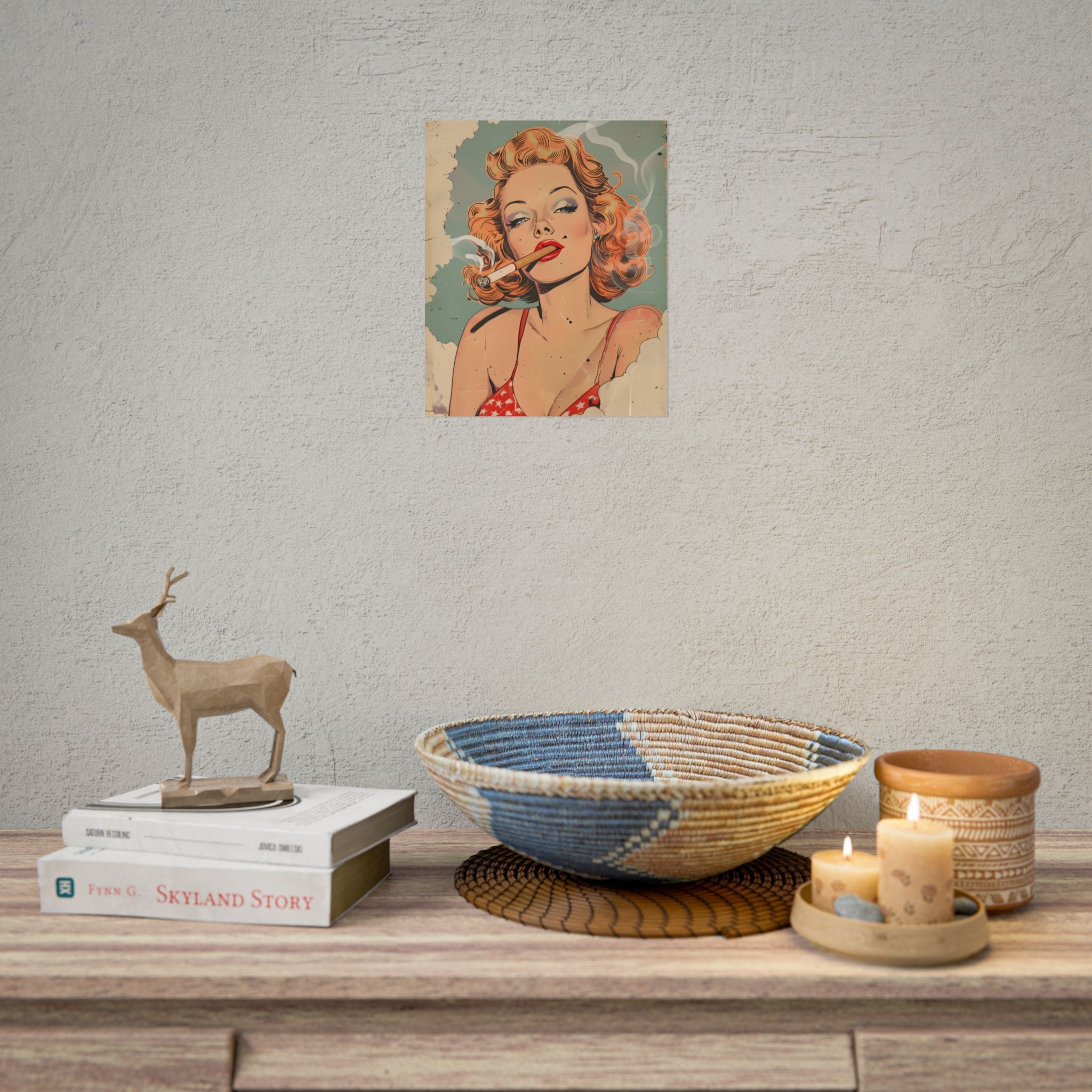 vintage-pin-up-girl-poster-print-girl-smoking-cigarette-wall-art-retro-pinup-poster-pin-up-illustration-home-decor-wall-hangi