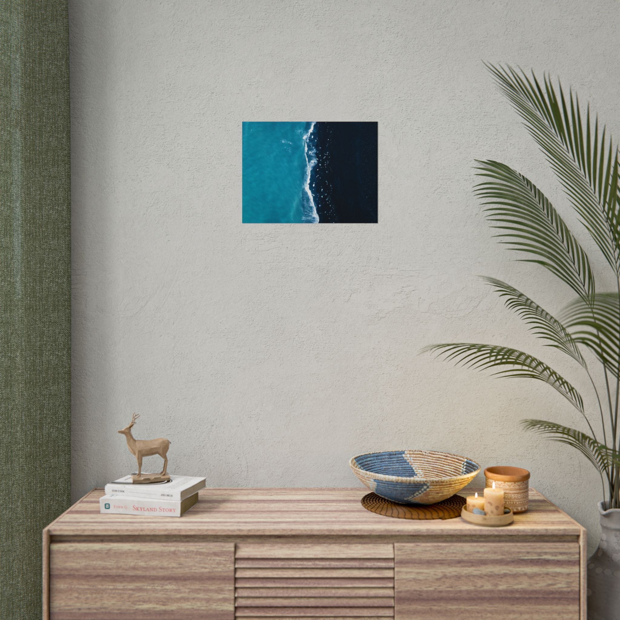 ocean-minimalist-decor-poster-print-beach-wall-art-coastal-photography-blue-ocean-print-sand-landscape-home-office-decoration