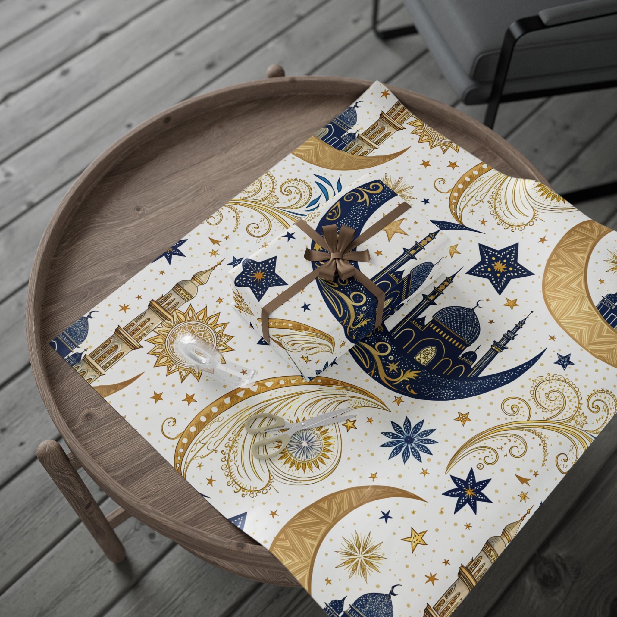 ramadan-night-wrapping-papers-islamic-crescent-moon-gift-wrap-mosque-silhouette-eid-holiday-supplies-festive-present-packagin