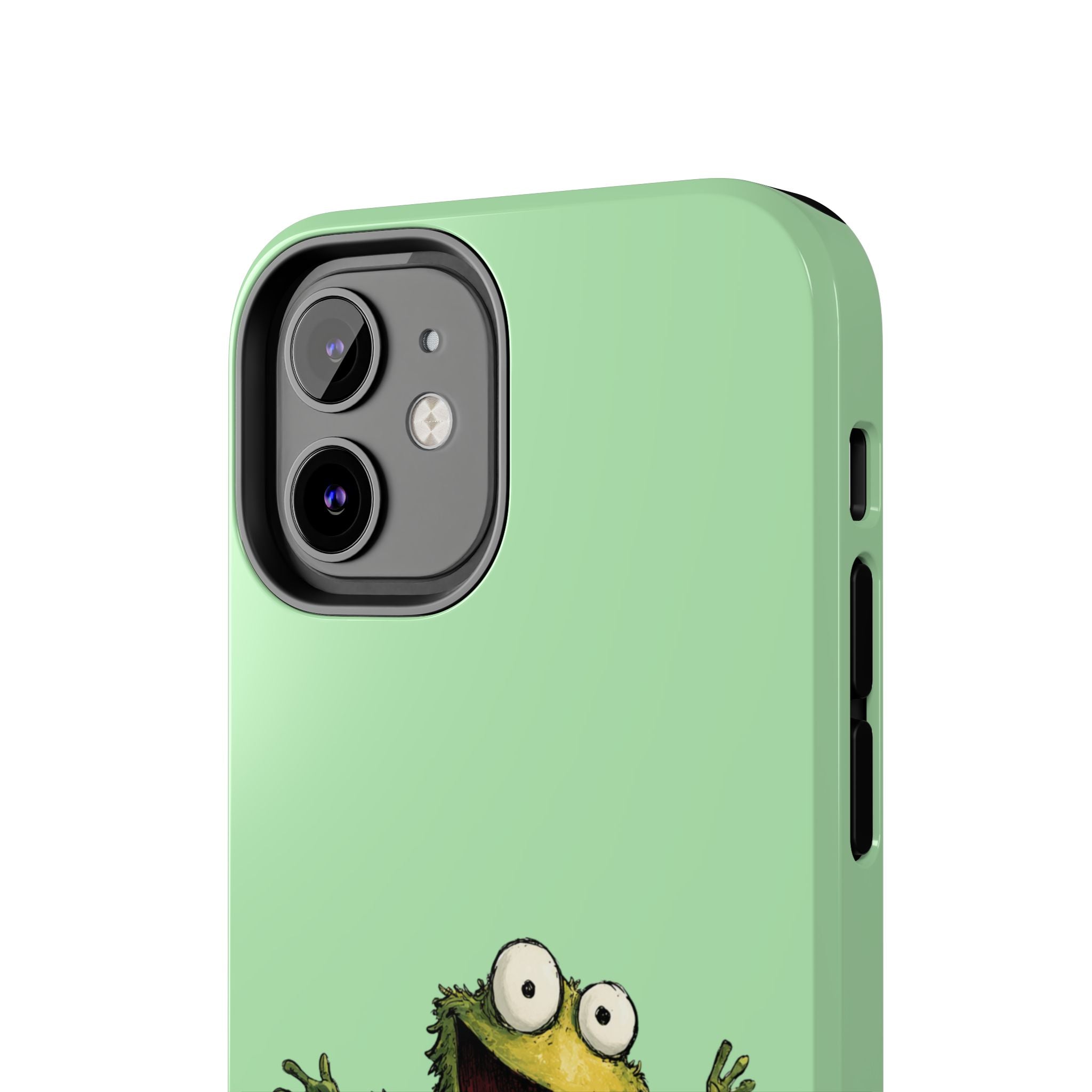 Quirky Funny Frog iPhone Tough Case - Kawaii Animal Phone Cover - Frog Protective Phone Cover - Green iPhone Case