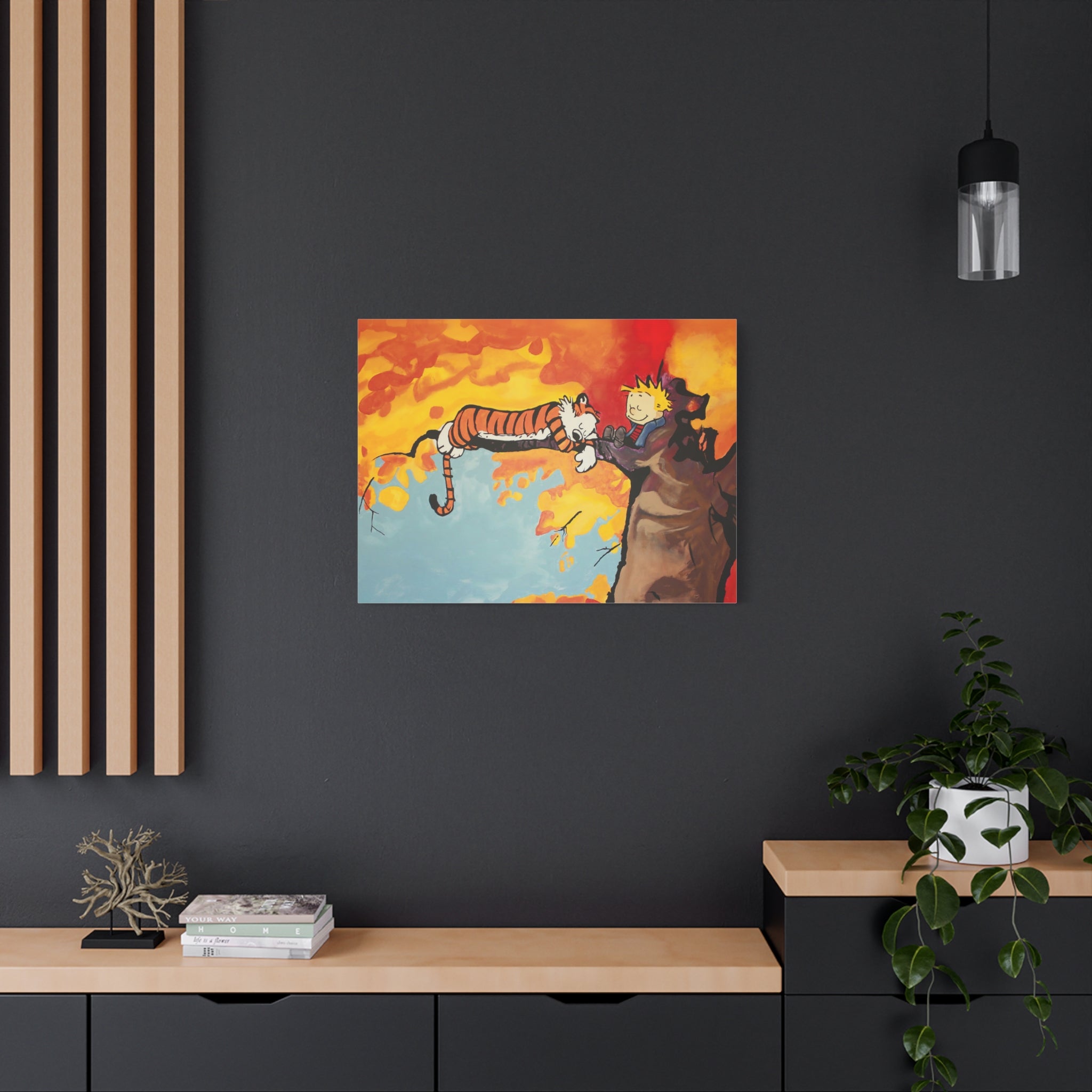 Calvin and Hobbes Canvas Wall Art - Nostalgic Comic Strip Poster for Nursery & Kids Room Decor - Friendship Theme Gift Idea