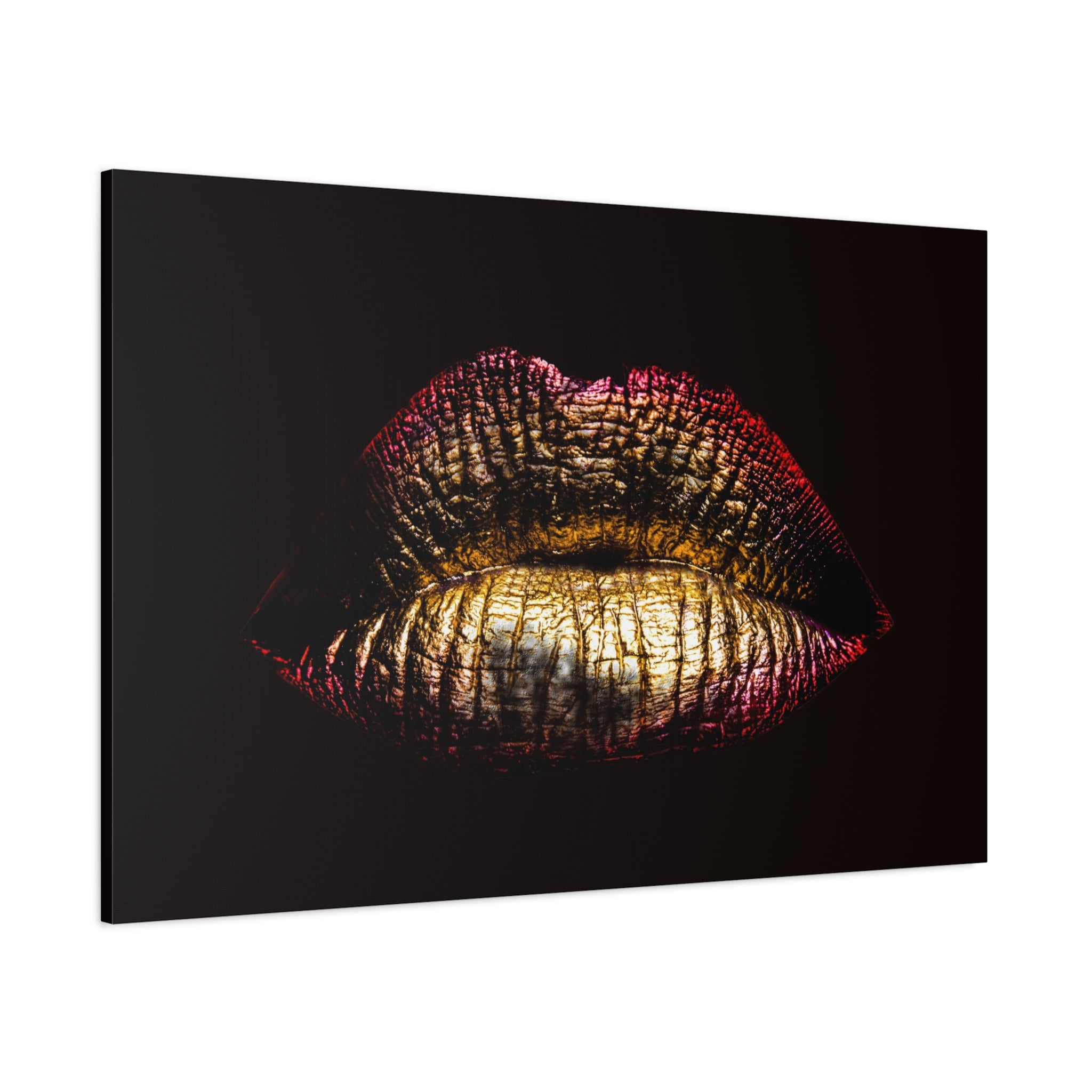 canvas-print-female-art-makeup-glamour-metallic-bronze-lip-contour-stretched-matte-wall-art-poster-home-decor-gift-for-her-be