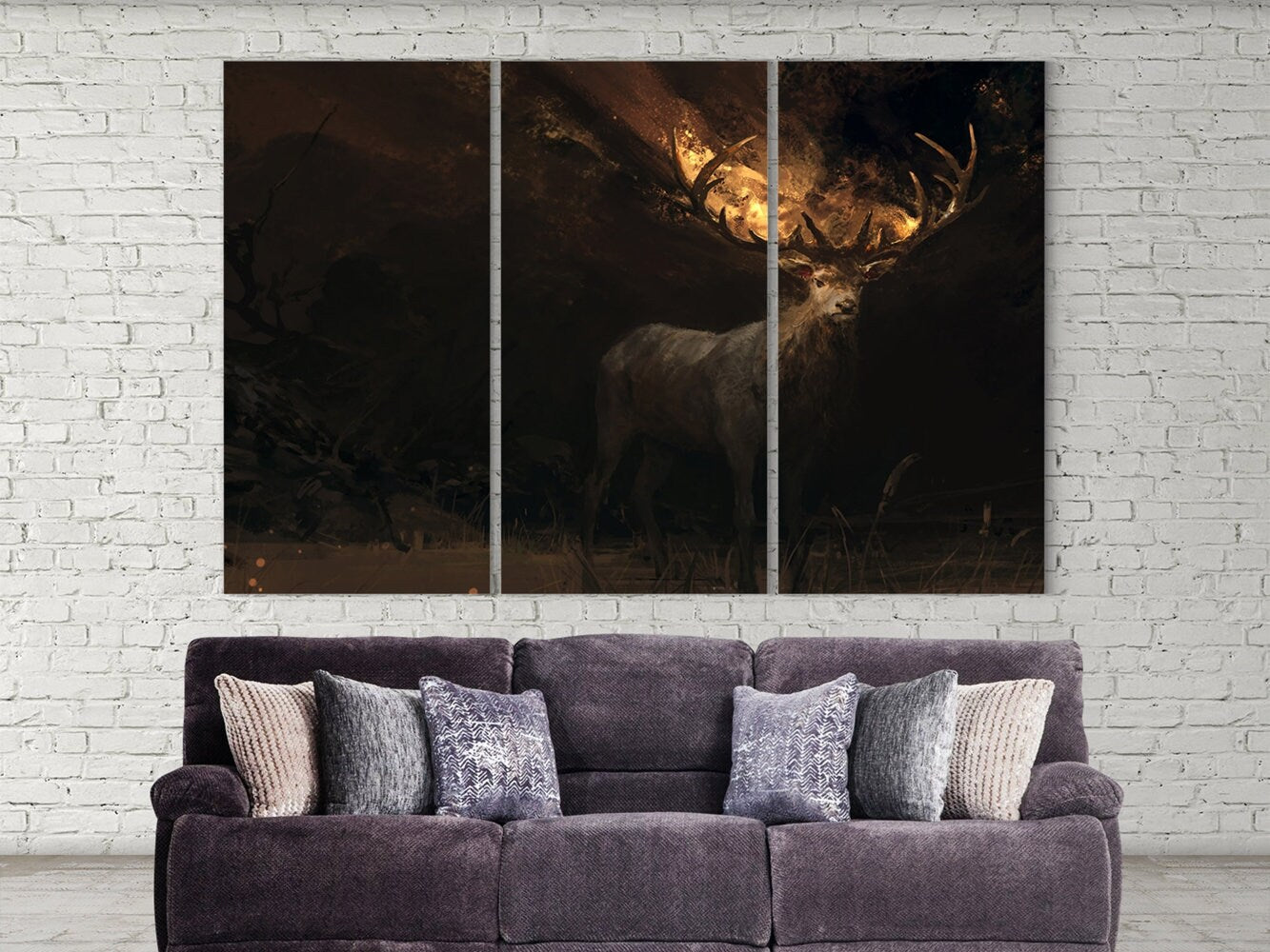 deer-animal-art-extra-large-3-piece-canvas-wall-art-forest-nature-animal-decor-deer-print-deer-poster-3-panel
