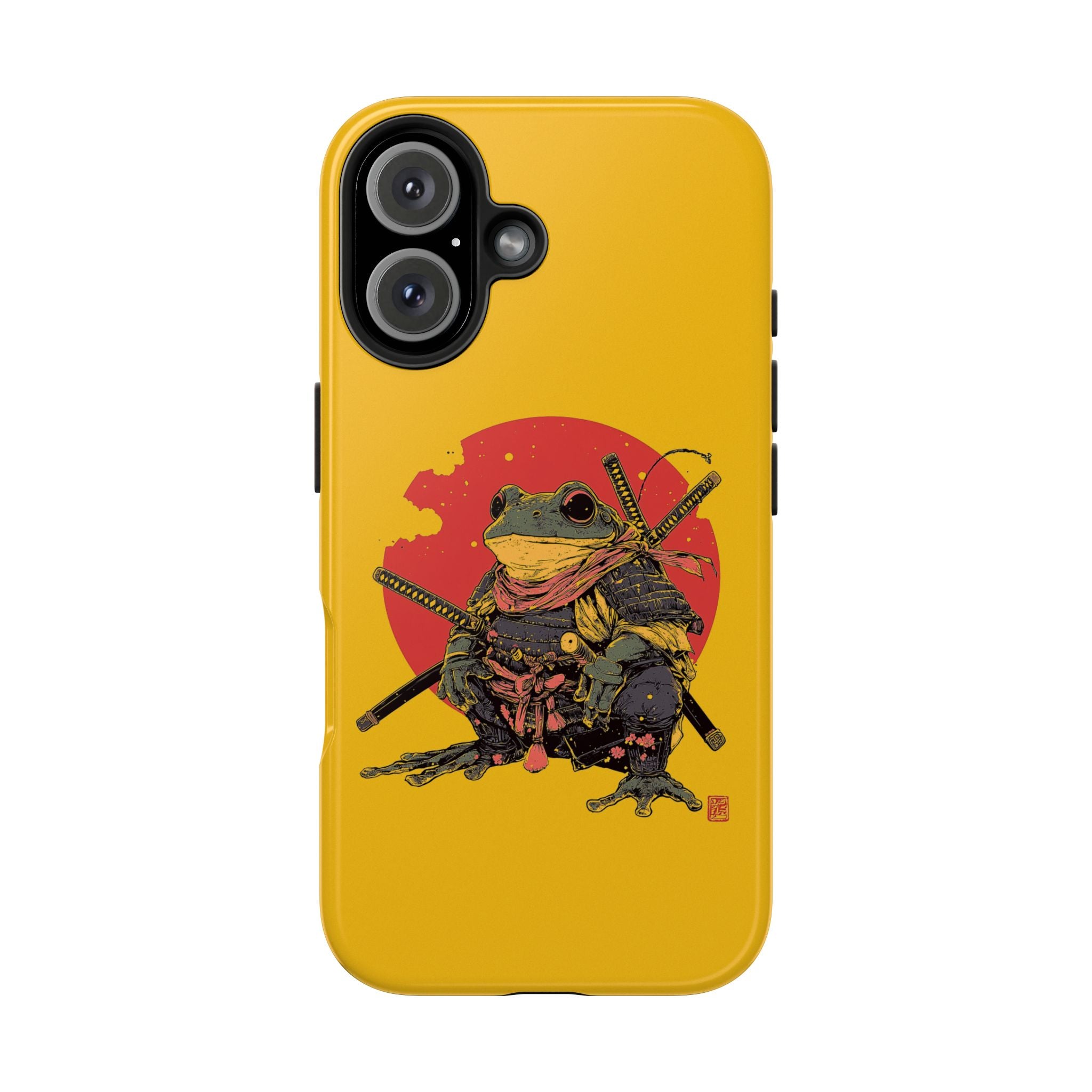retro-vintage-ninja-frog-iphone-tough-case-red-sun-japanese-samurai-frog-design-ninja-warrior-yellow-iphone-hard-cover