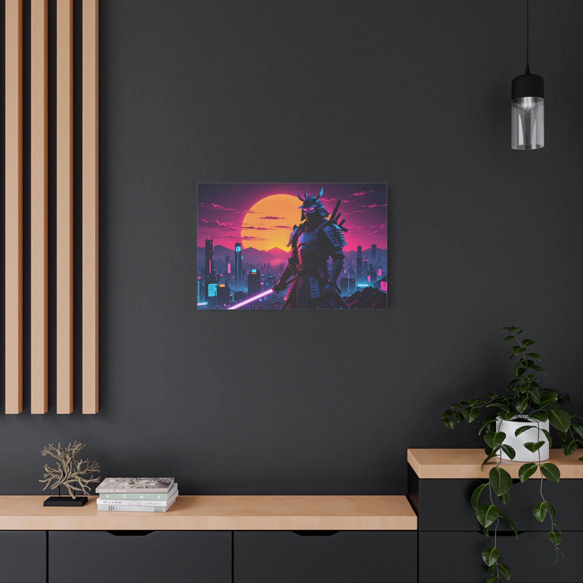 canvas-print-samurai-retrowave-synthawave-wall-art-poster-gift-for-anime-fans-home-decor-japanese-art-retro-aesthetic-dorm-ro