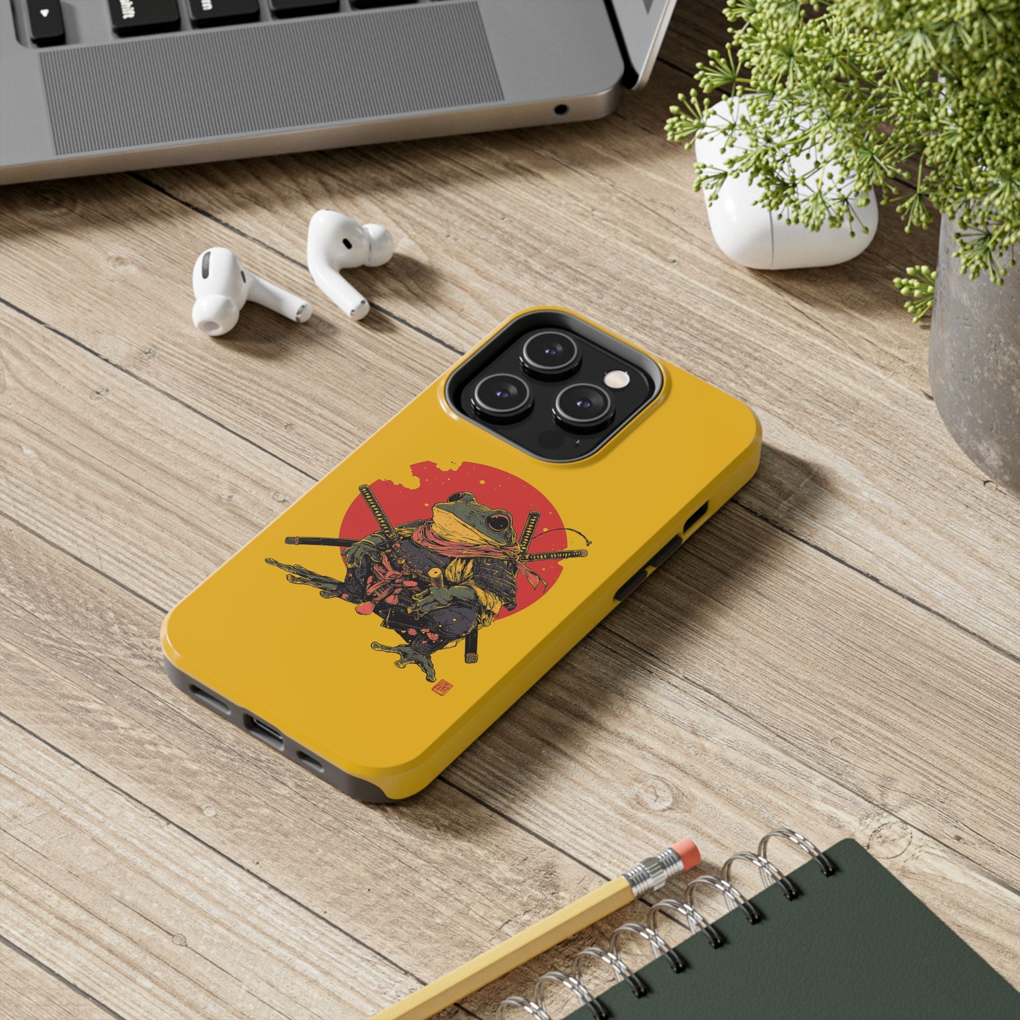 retro-vintage-ninja-frog-iphone-tough-case-red-sun-japanese-samurai-frog-design-ninja-warrior-yellow-iphone-hard-cover