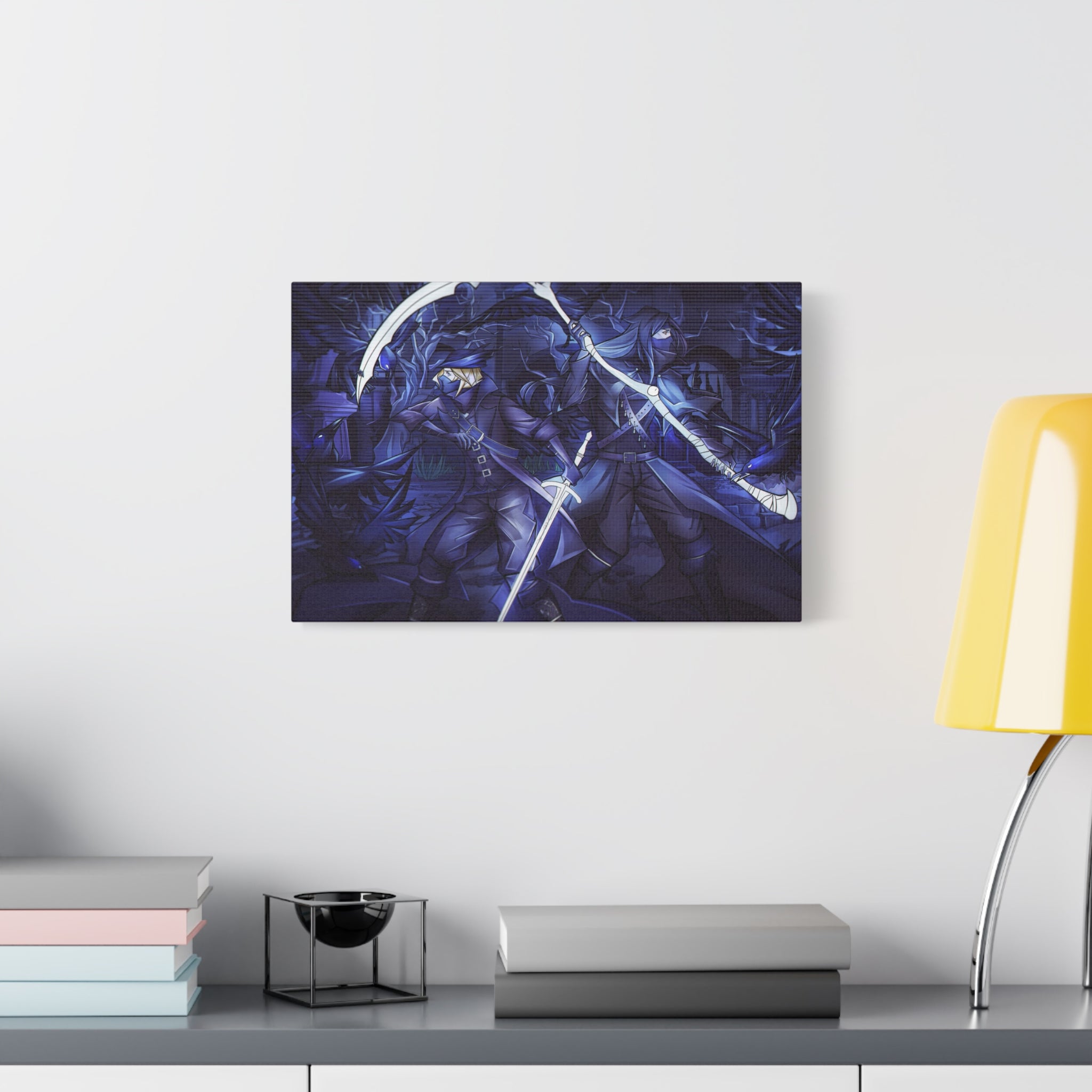 Bloodborne The Hunter Old Blood Matte Canvas Wall Art — Crow Cloak Bird Sword - Stretched Home Decor, Game Wall Print