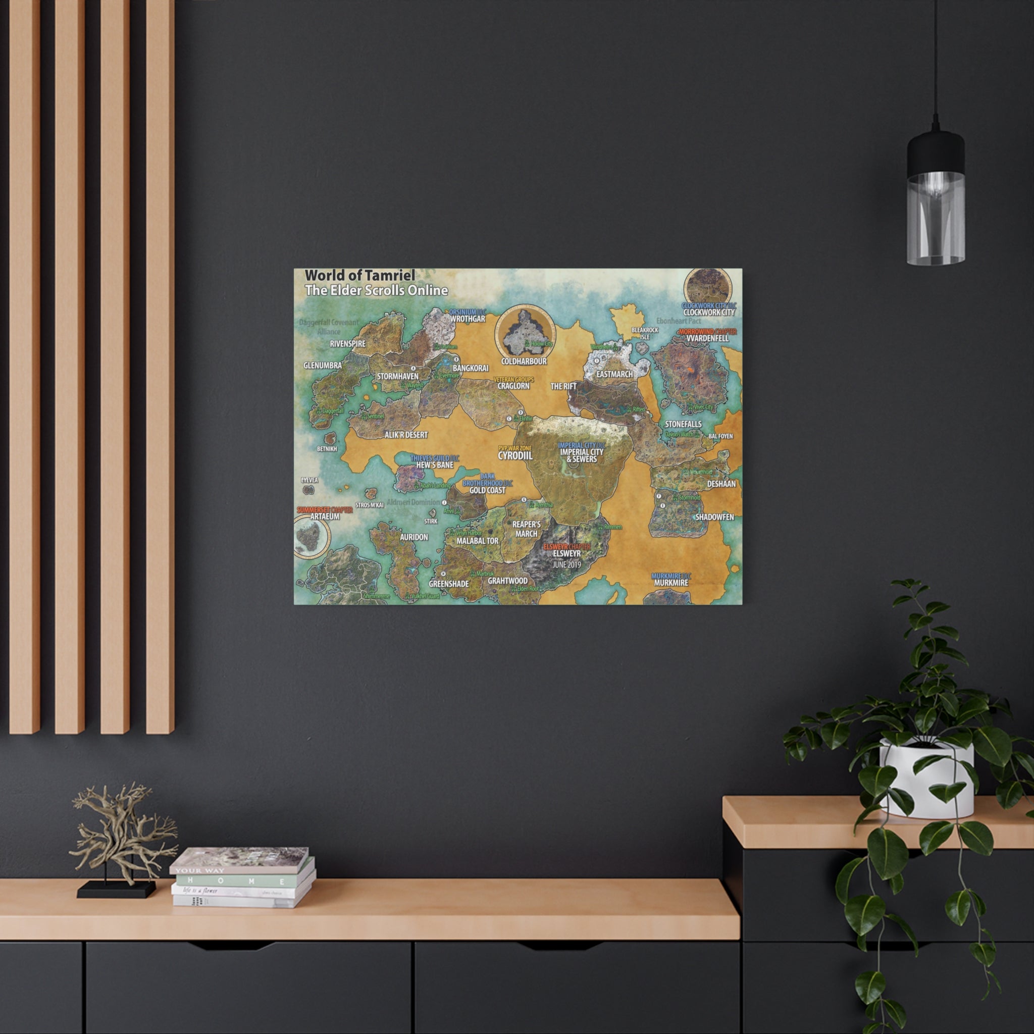 Skyrim World Map Tamriel, The Elder Scrolls Skyrim Canvas Wall Art - Dragon Game Canvas Print Room Decor, Gaming Wall Art, Skyrim Gift