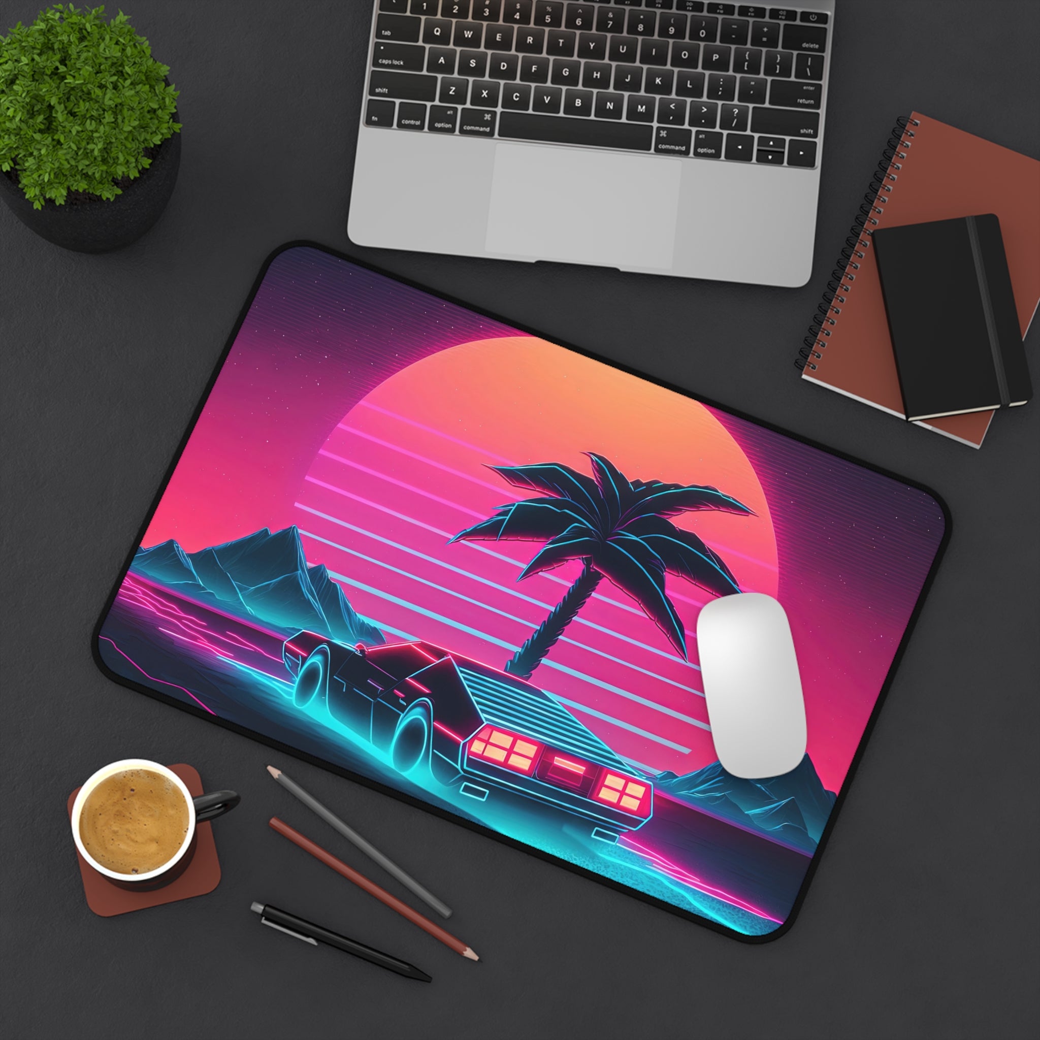 vaporwave-palm-tree-road-mouse-pad-retrowave-delorean-desk-mat-neon-synthwave-desk-pad-vaporwave-sun-and-mountains