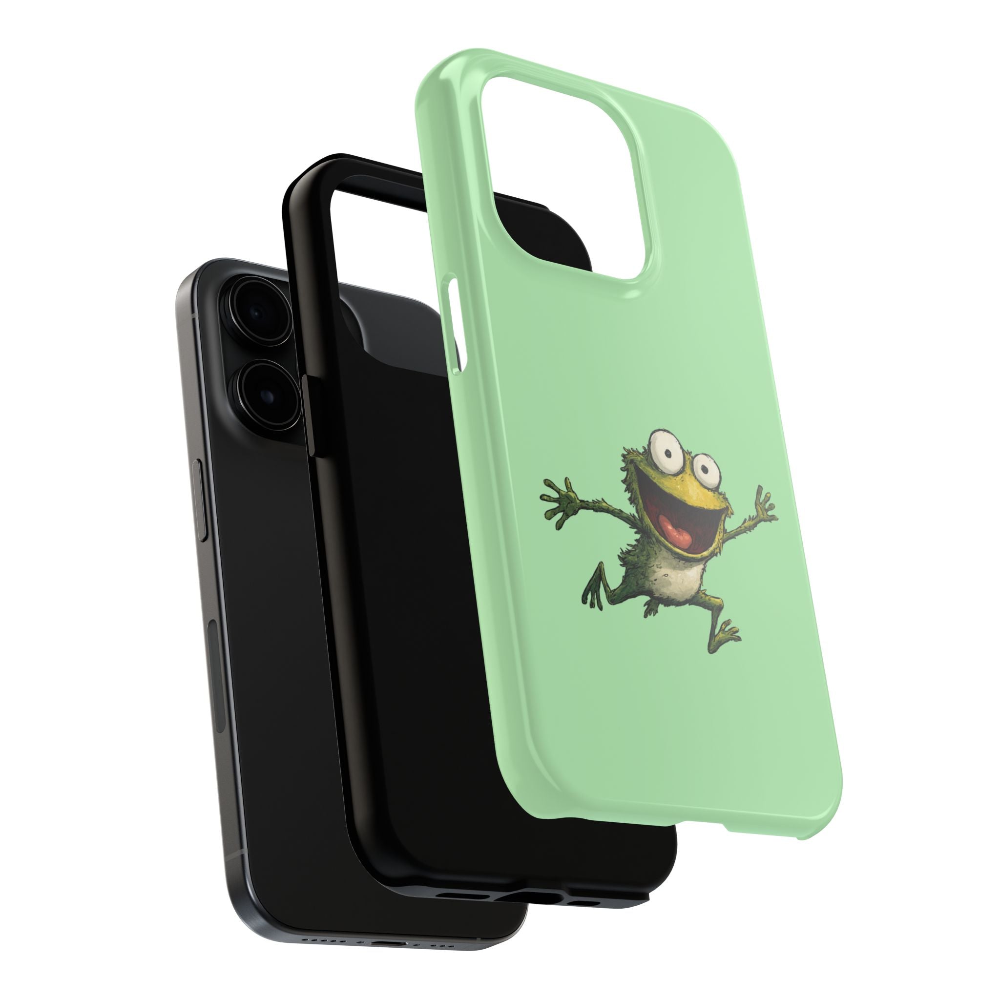 Quirky Funny Frog iPhone Tough Case - Kawaii Animal Phone Cover - Frog Protective Phone Cover - Green iPhone Case