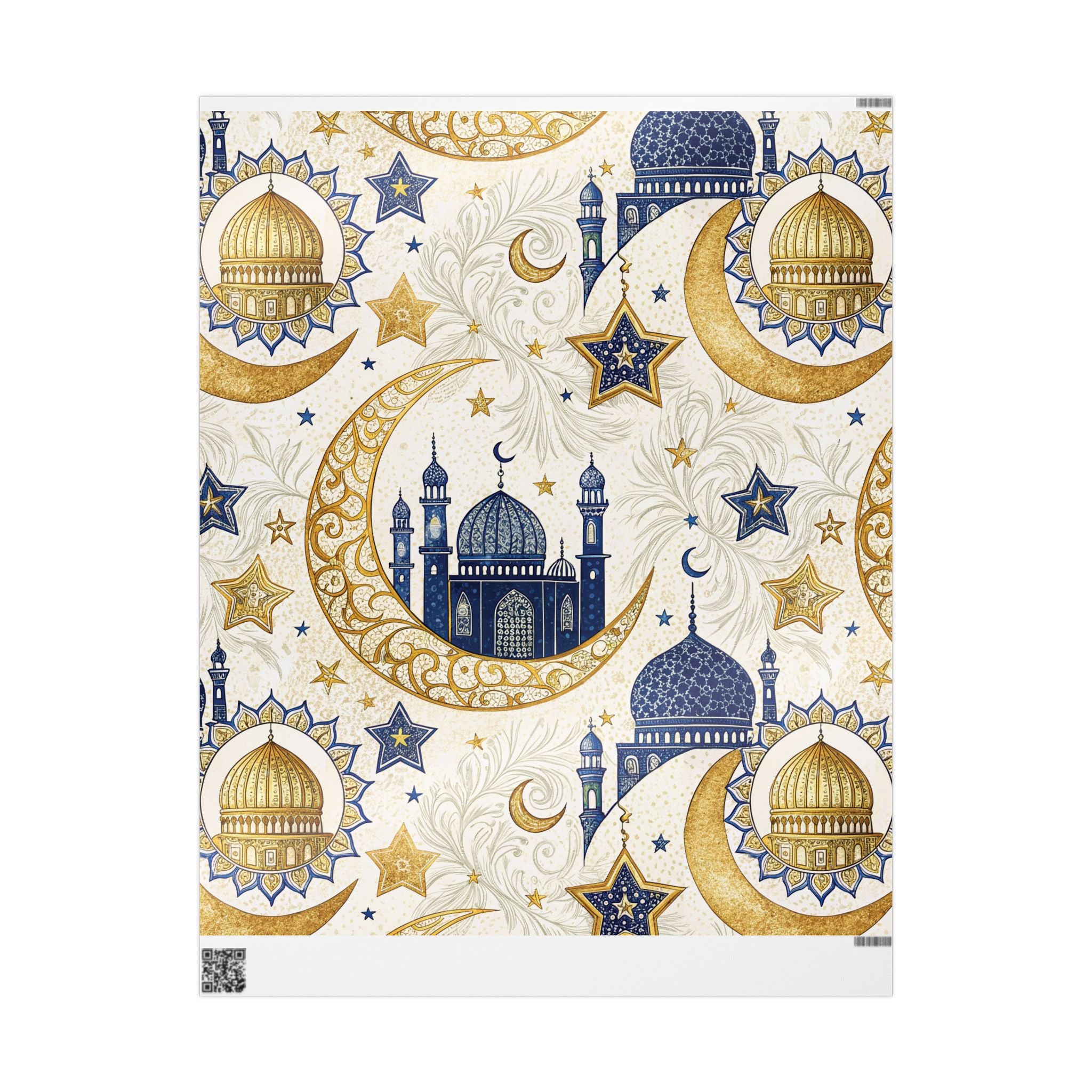 ramadan-night-wrapping-papers-islamic-crescent-moon-gift-wrap-mosque-silhouette-eid-holiday-supplies-festive-present-packagin
