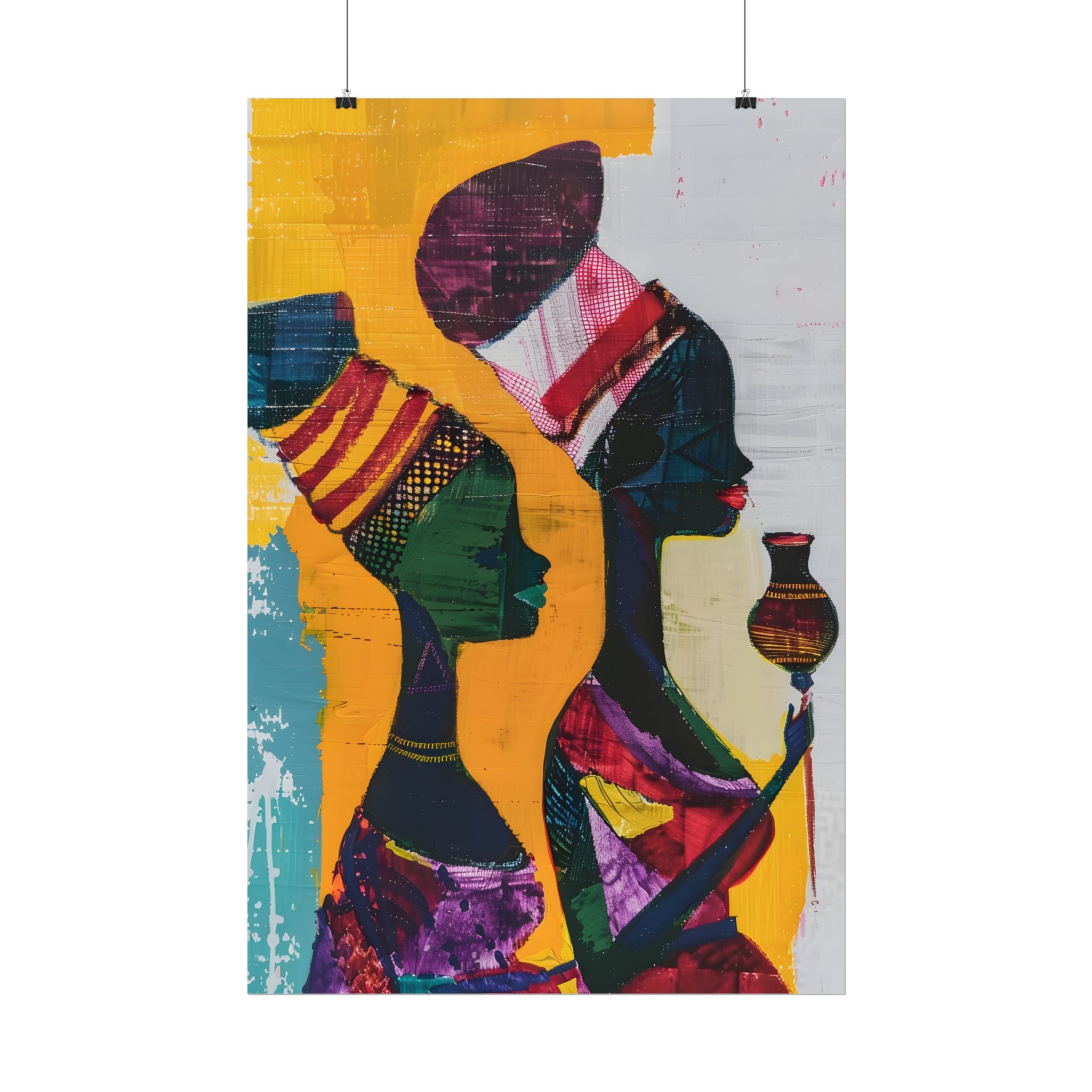 Traditional African Woman Poster Wall Art, African Portrait, Afrocentric, Tribal Home Art, Afro American Art, Ethnic Wall Decor