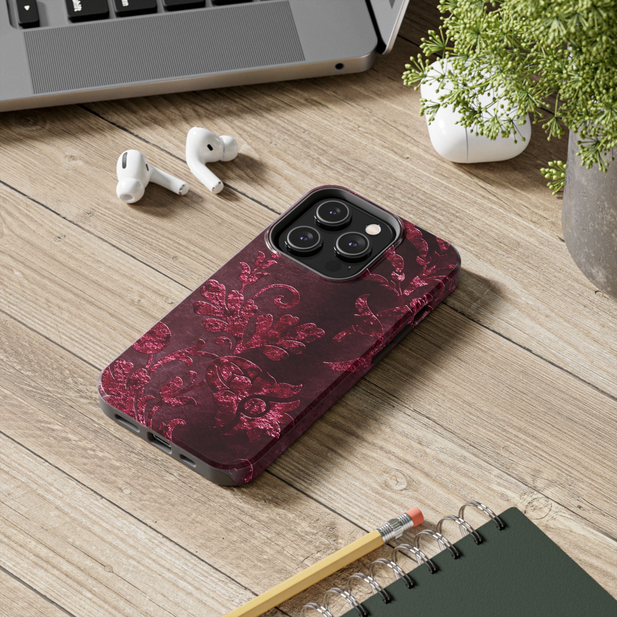 embossed-burgundy-velvet-tough-iphone-case-protective-iphone-cover-heavy-duty-iphone-case-rugged-phone-case-durable-smartphon