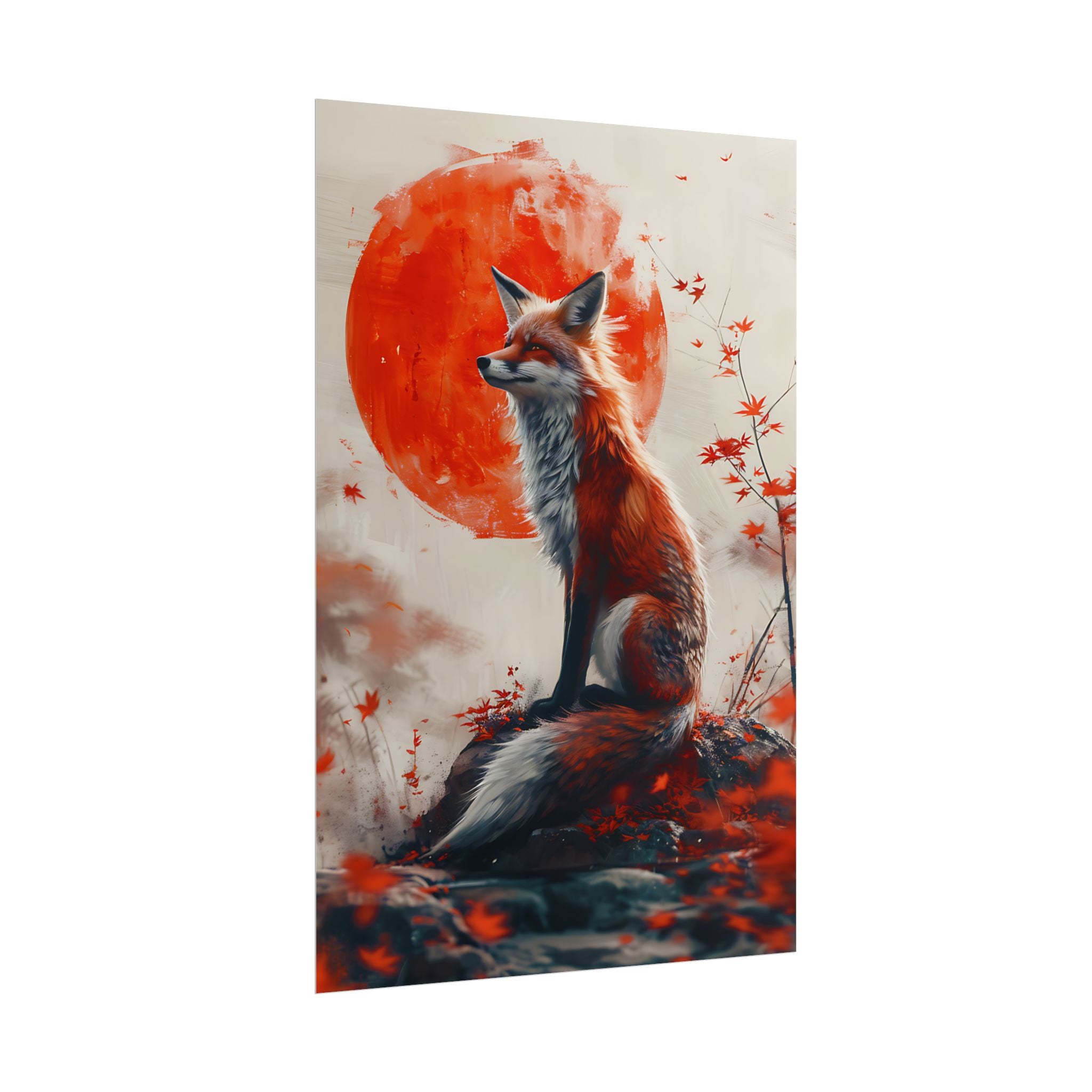 red-fox-poster-print-fantasy-decor-wildlife-wall-art-red-sun-home-decor-animal-lover-gift-nature-print-fantasy-art-decor
