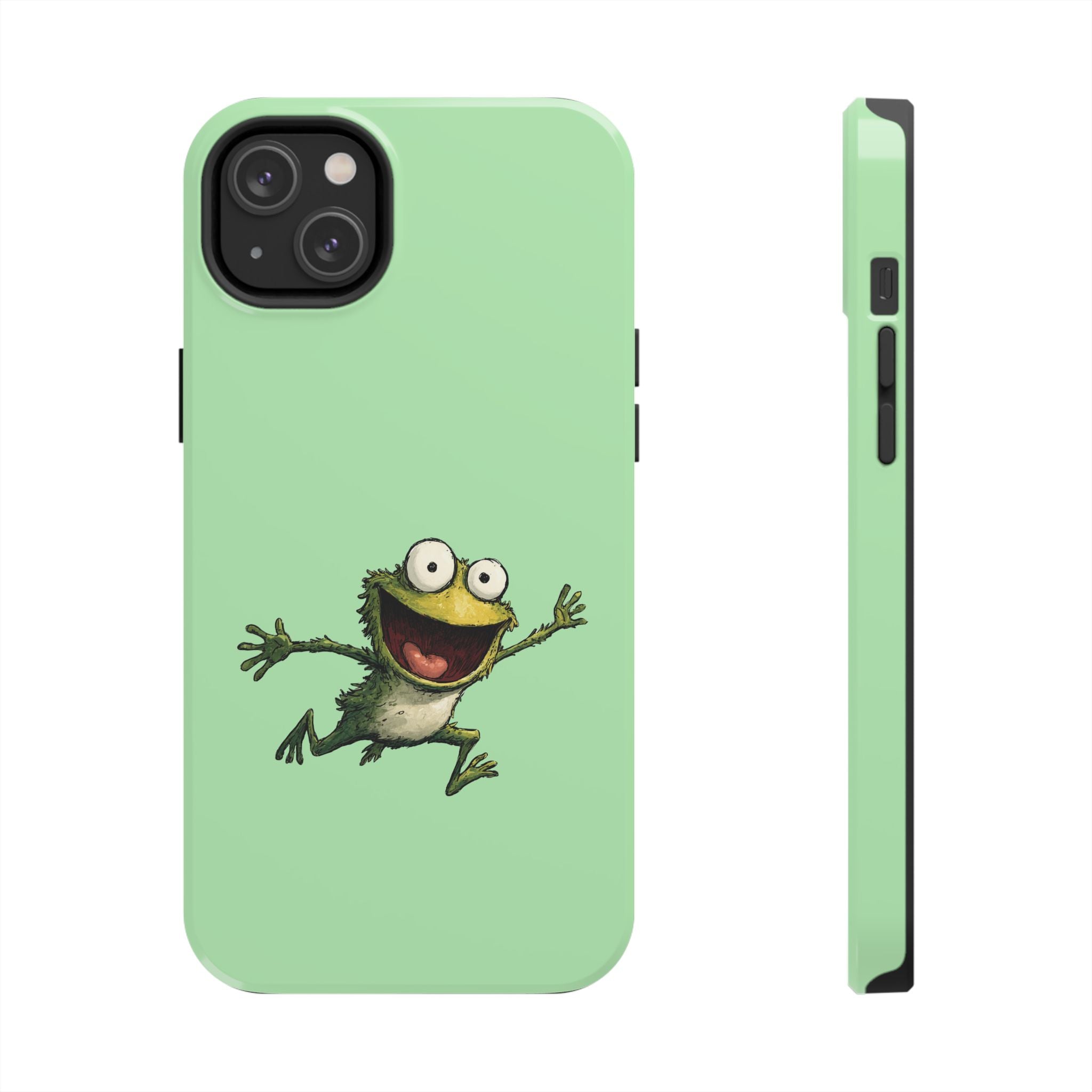 Quirky Funny Frog iPhone Tough Case - Kawaii Animal Phone Cover - Frog Protective Phone Cover - Green iPhone Case