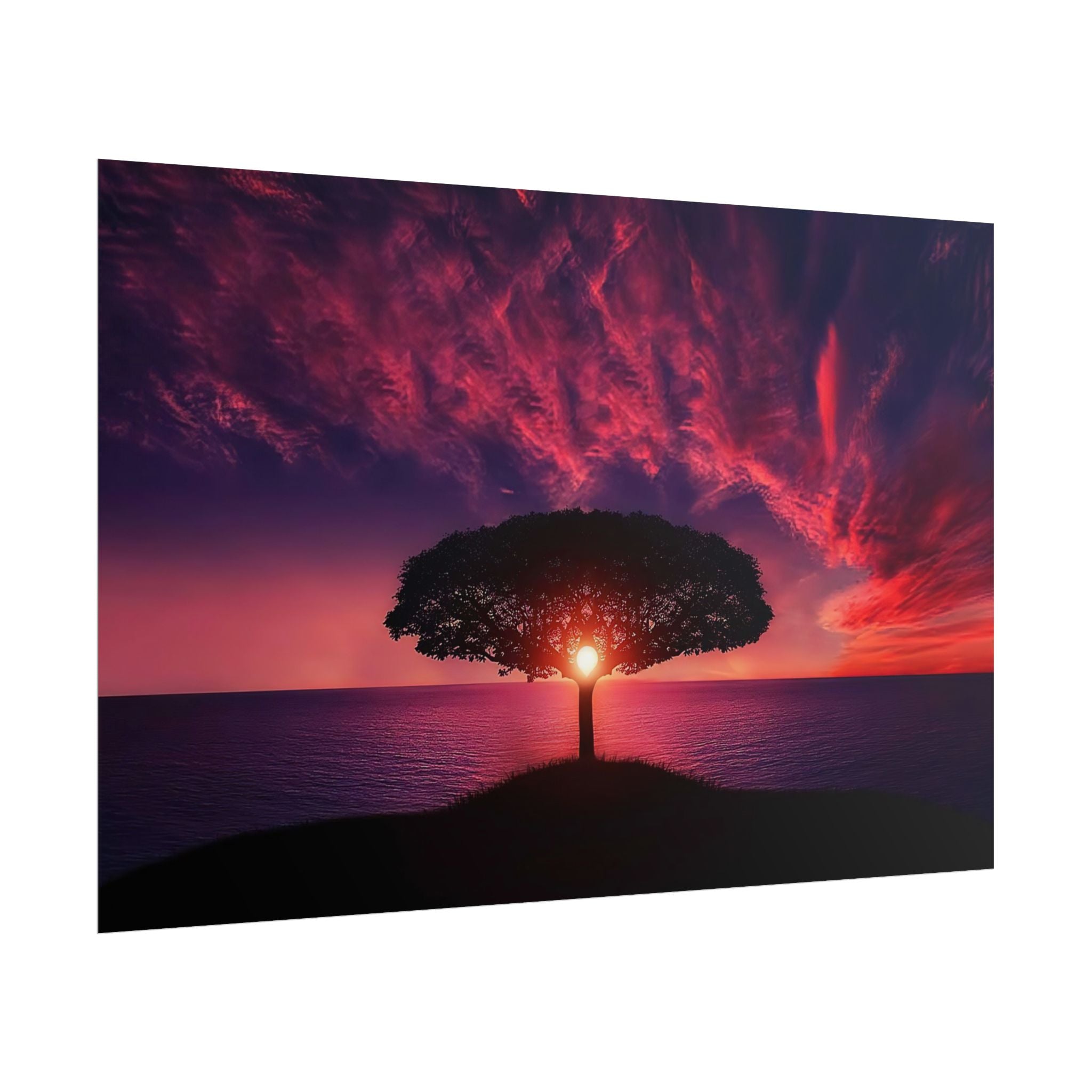 Panoramic Sunset Poster Print, Tree Wall Art, Scenery Decor, Exra Large Wall Art, Canvas Art Print, Landscape, Nature Wall Decor