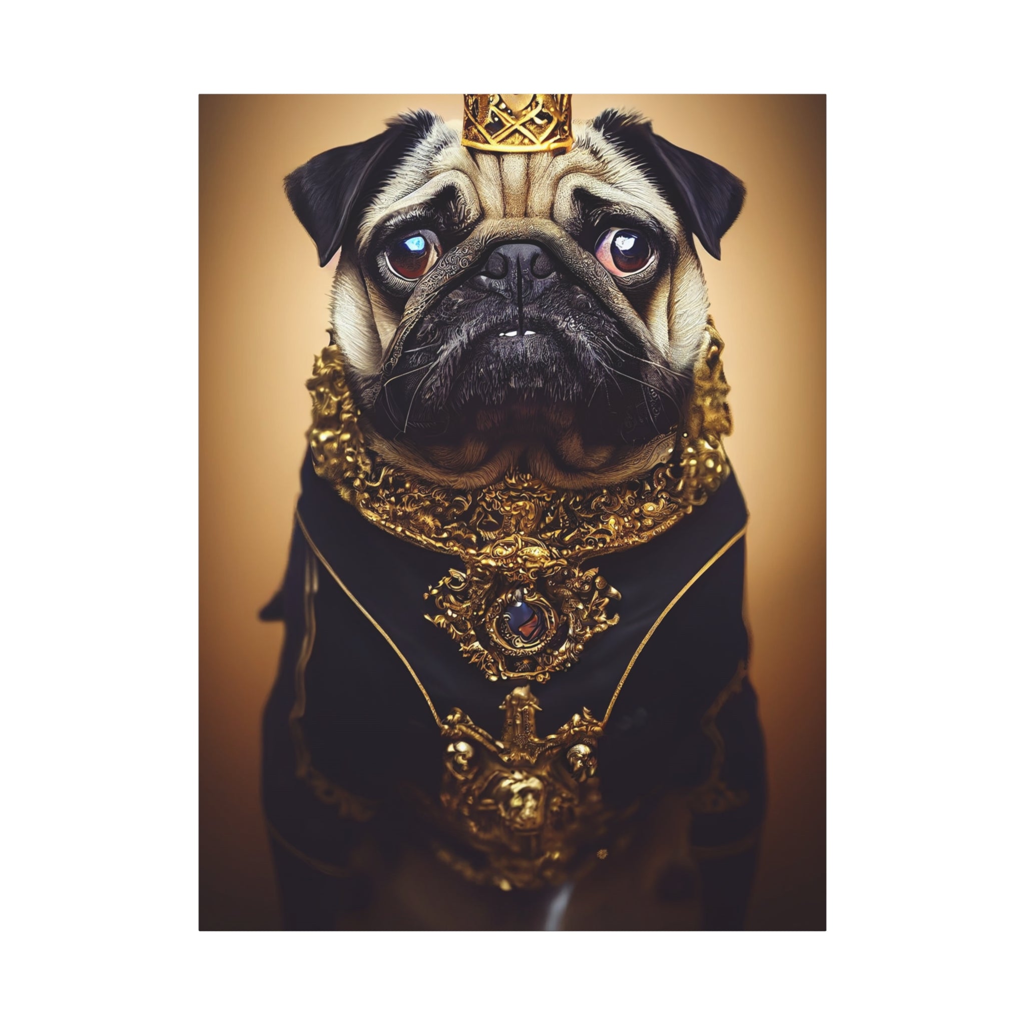 canvas-print-pug-crown-funny-jewelry-wall-art-decor-stretched-matte-canvas-home-living-room-decoration-dog-lover-gift-animal-