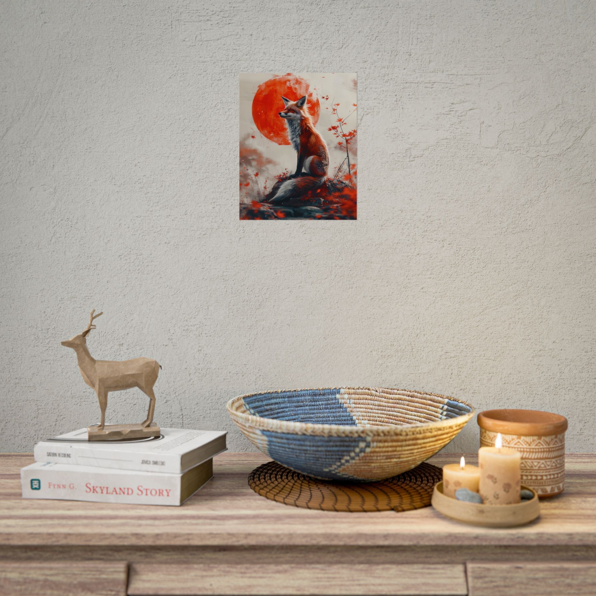 red-fox-poster-print-fantasy-decor-wildlife-wall-art-red-sun-home-decor-animal-lover-gift-nature-print-fantasy-art-decor