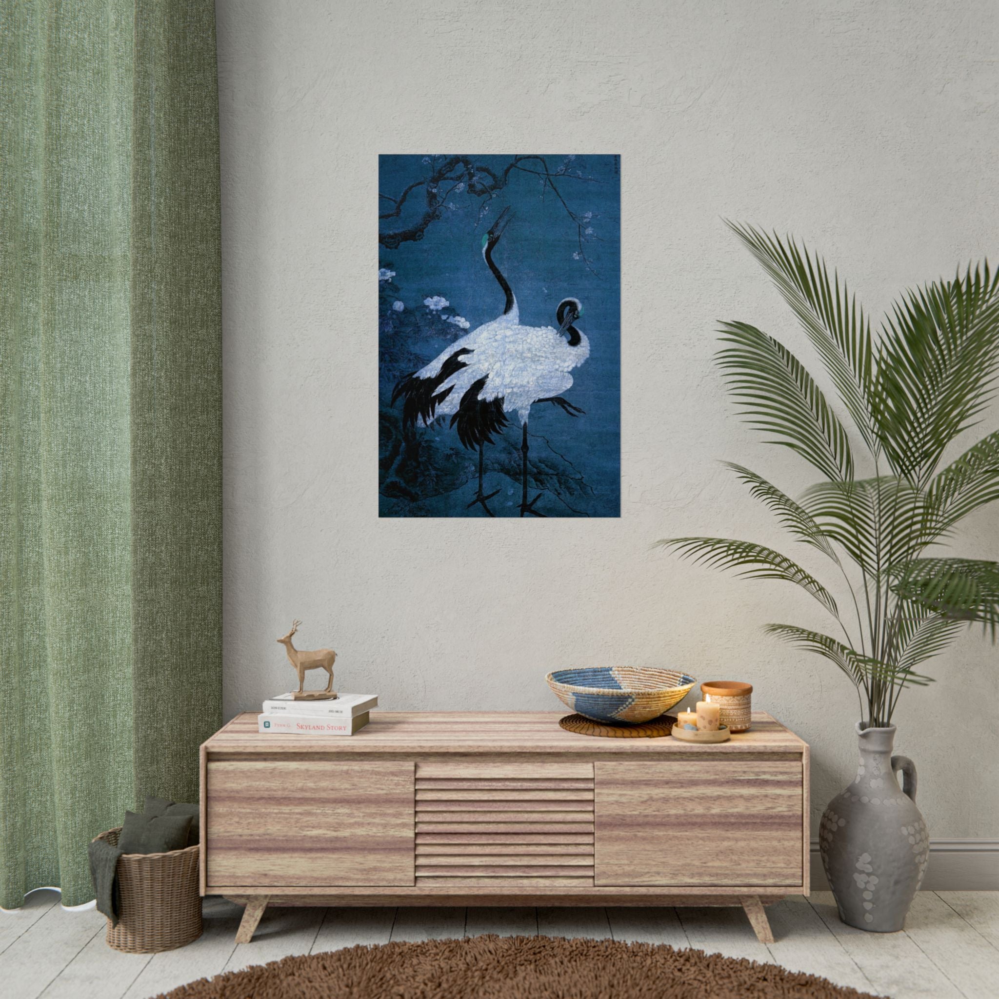 snow-plum-twin-cranes-painting-poster-wall-art-home-decor-nature-print-japanese-art-gift-cranes-wall-decor-cranes-poster-prin