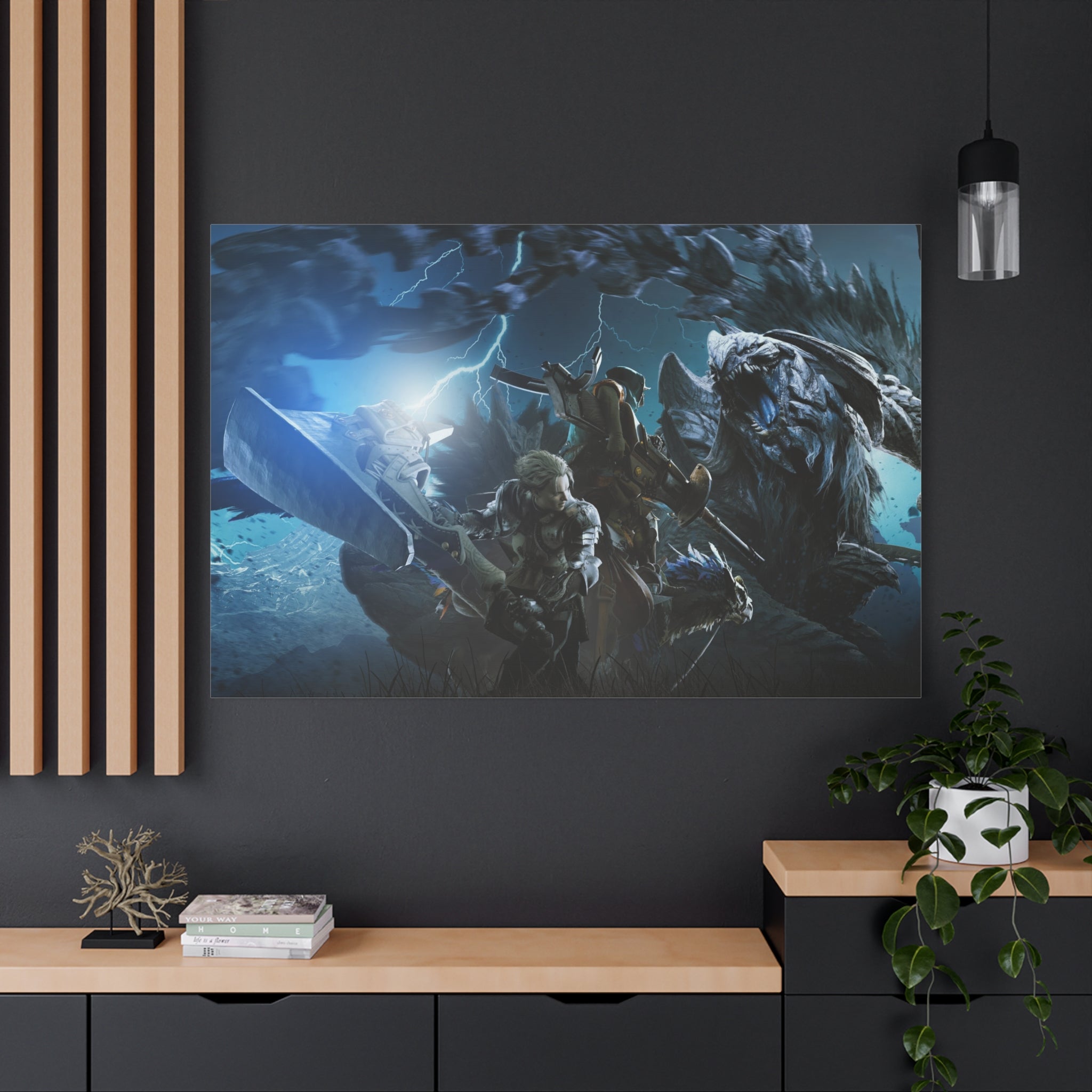 canvas-print-monster-hunter-wall-art-matte-print-stretched-canvas-1-25-home-decor-gaming-art-gamer-gift-video-game-art-hunter