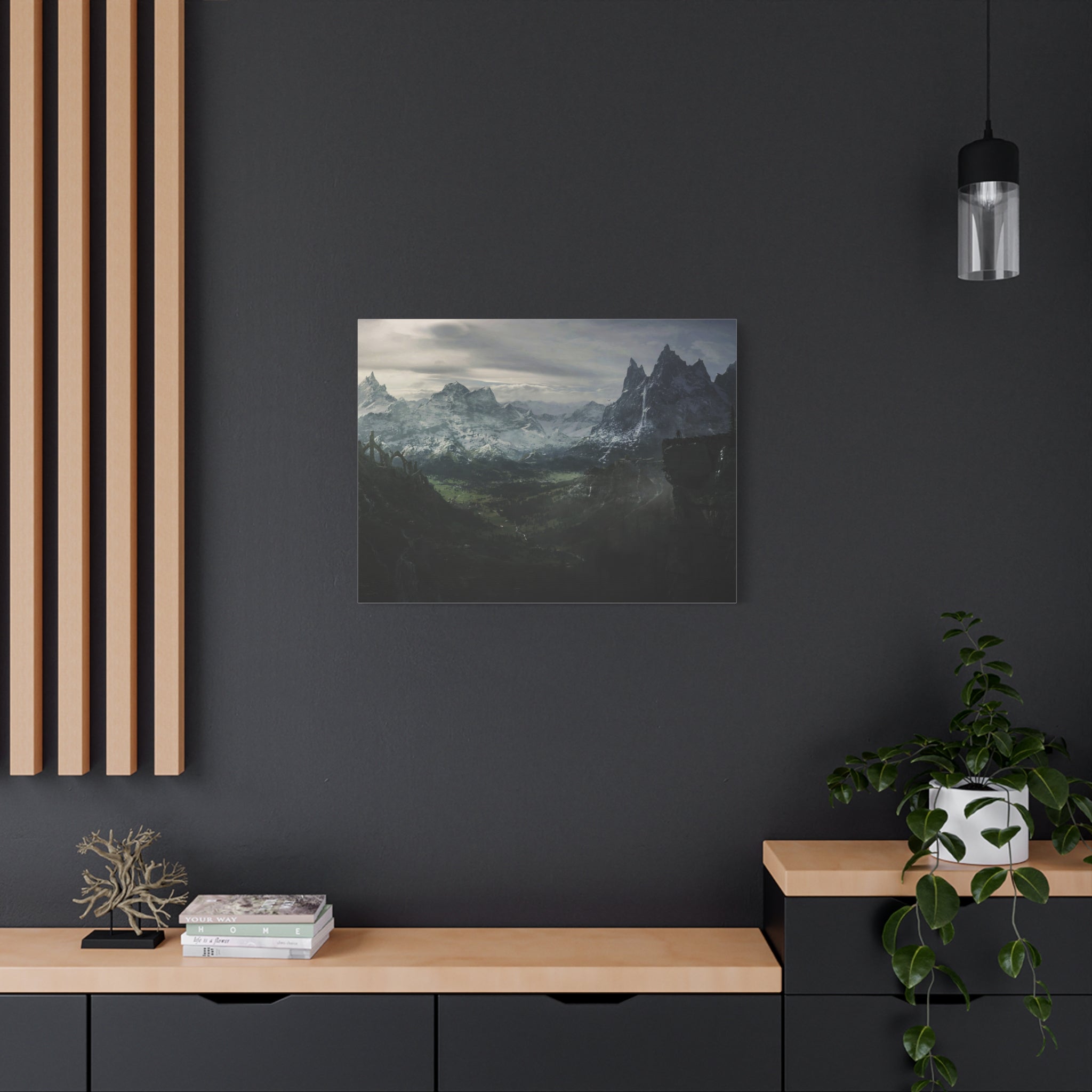 The Elder Scrolls Skyrim Canvas Wall Art - Dark Landscape Dragon Game Canvas Print Room Decor, Gaming Wall Art, Skyrim Gift