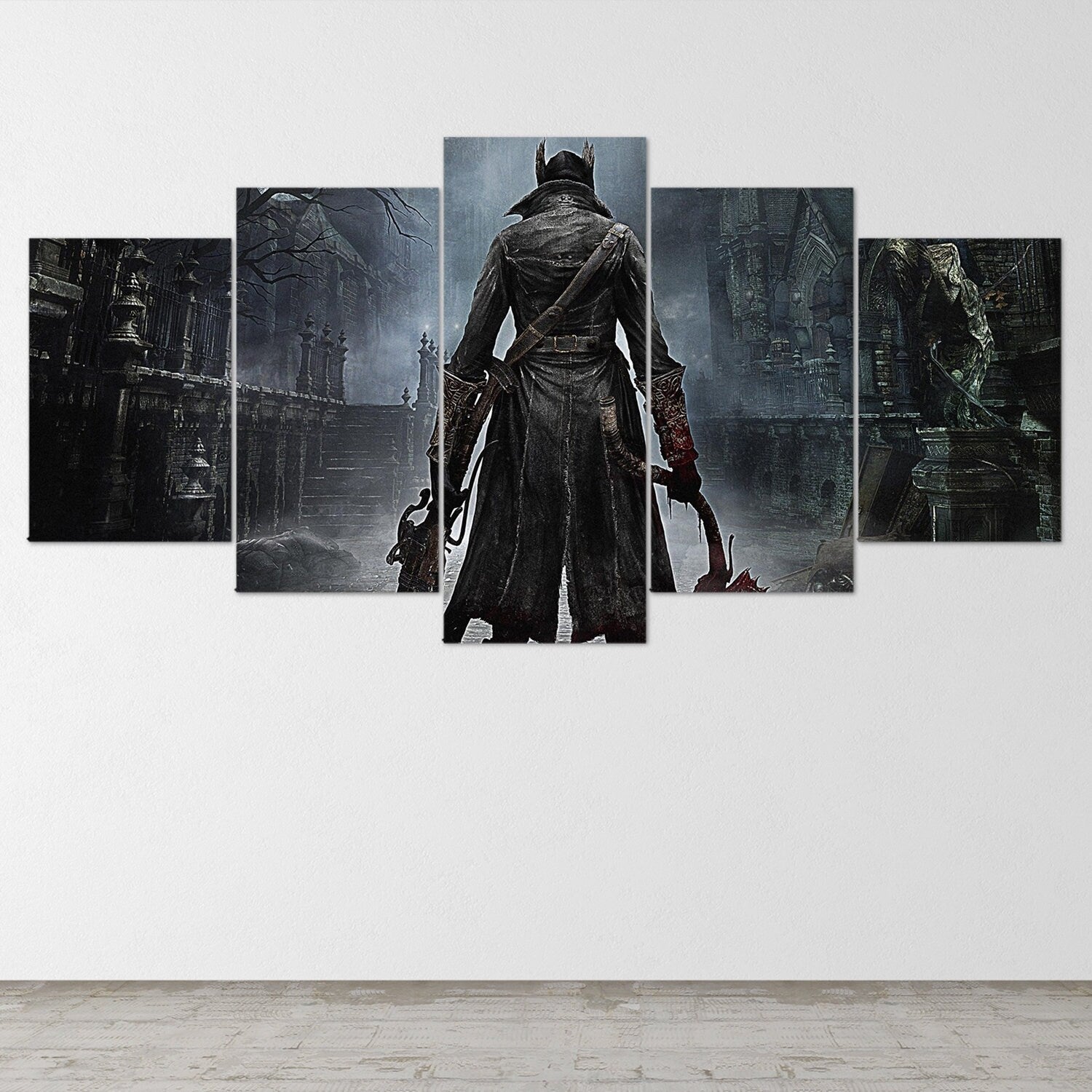 bloodborne-hunter-5-piece-canvas-wall-art-bloodborne-wall-art-bloodborne-hunter-poster-bloodborne-canvas-bloodborne-5-panel-g