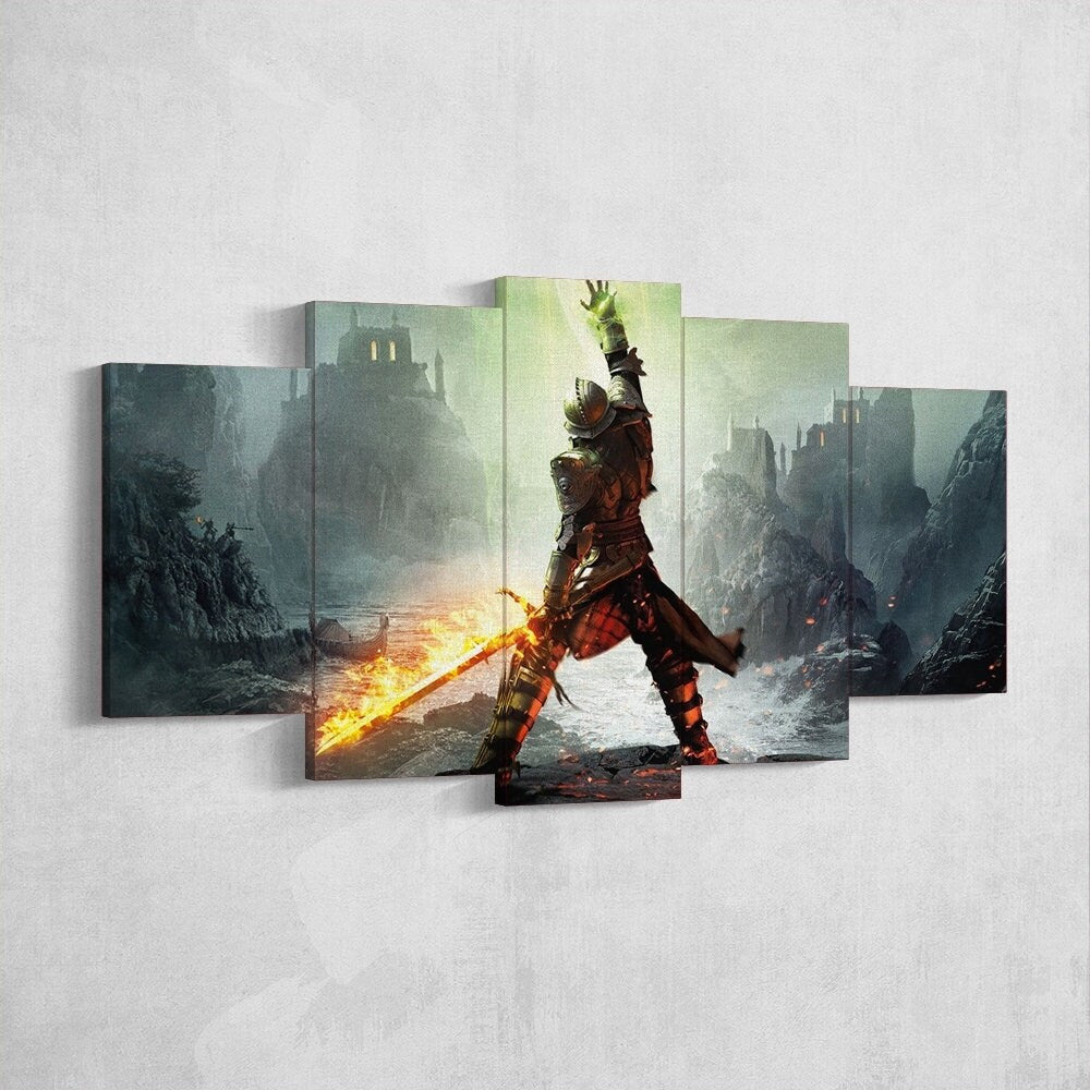 dragon-age-inquisitions-5-piece-canvas-wall-art-dragon-age-origins-dragon-age-wall-art-dragon-age-poster-dragon-age-2-5-panel
