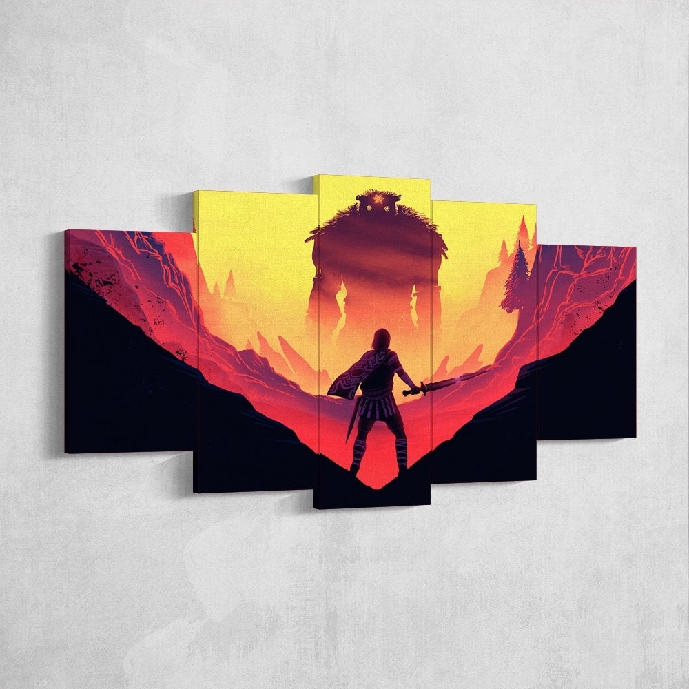 shadow-of-the-colossus-5-piece-canvas-wall-art-shadow-of-the-colossus-wall-art-shadow-of-colossus-poster-shadow-of-the-coloss