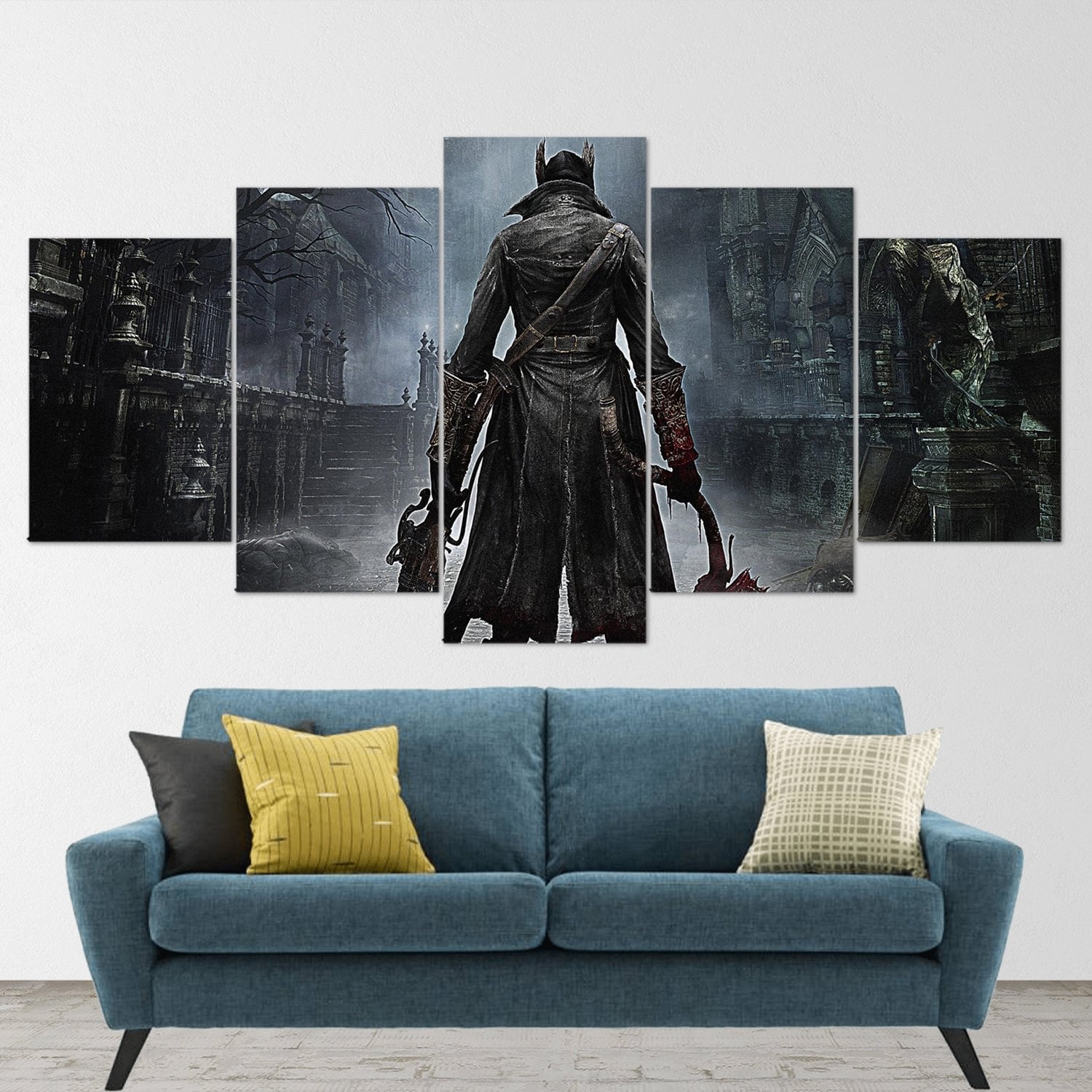 bloodborne-hunter-5-piece-canvas-wall-art-bloodborne-wall-art-bloodborne-hunter-poster-bloodborne-canvas-bloodborne-5-panel-g