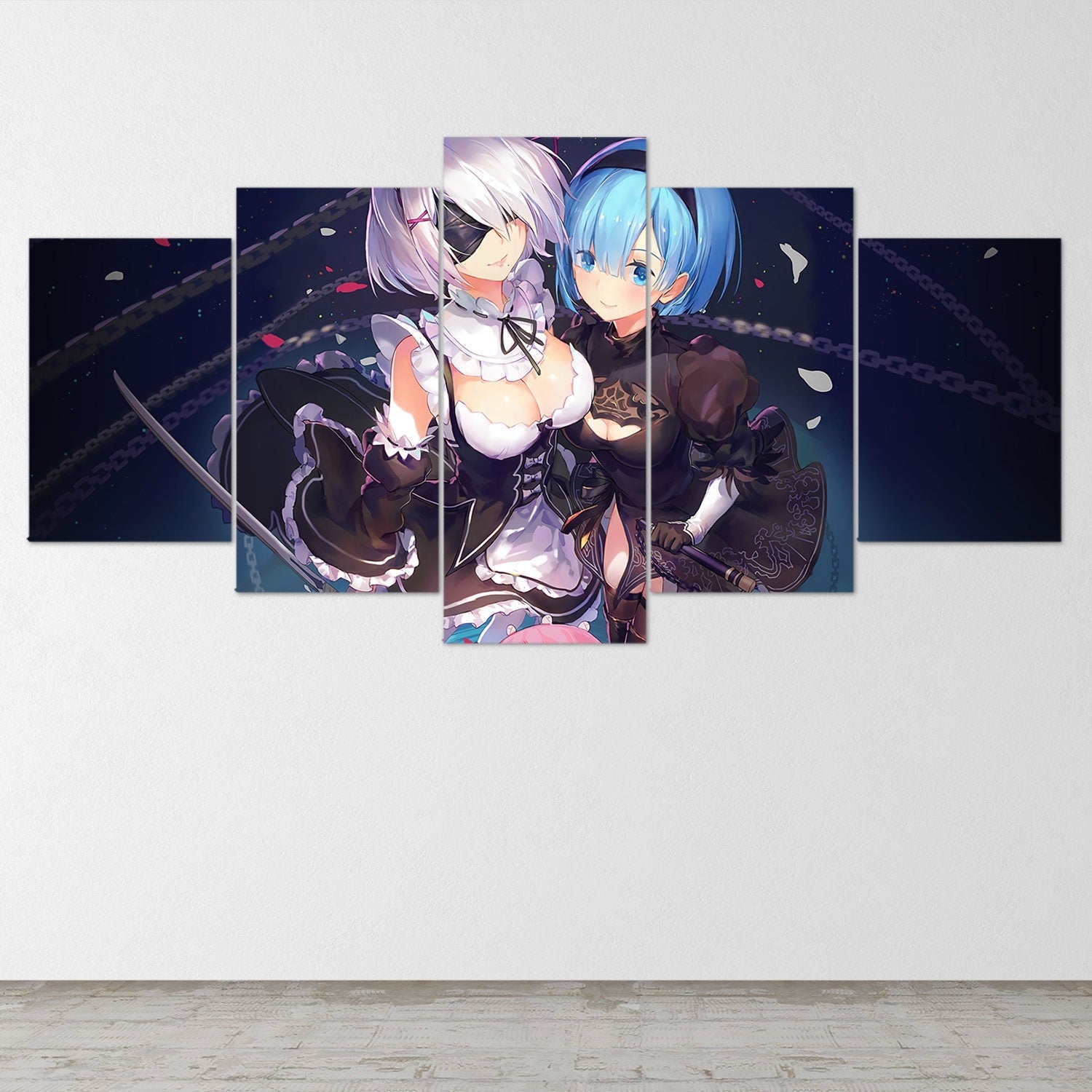 nier-automata-5-piece-canvas-wall-art-nier-automata-poster-nier-automata-art-nier-automata-print-nier-automata-2b-nier-automa