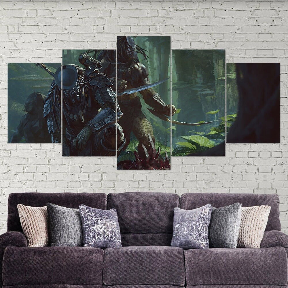 predator-alien-art-fantasy-art-5-piece-canvas-wall-art-canvas-print-predator-decor-art-extra-large-wall-art-predator-poster-5