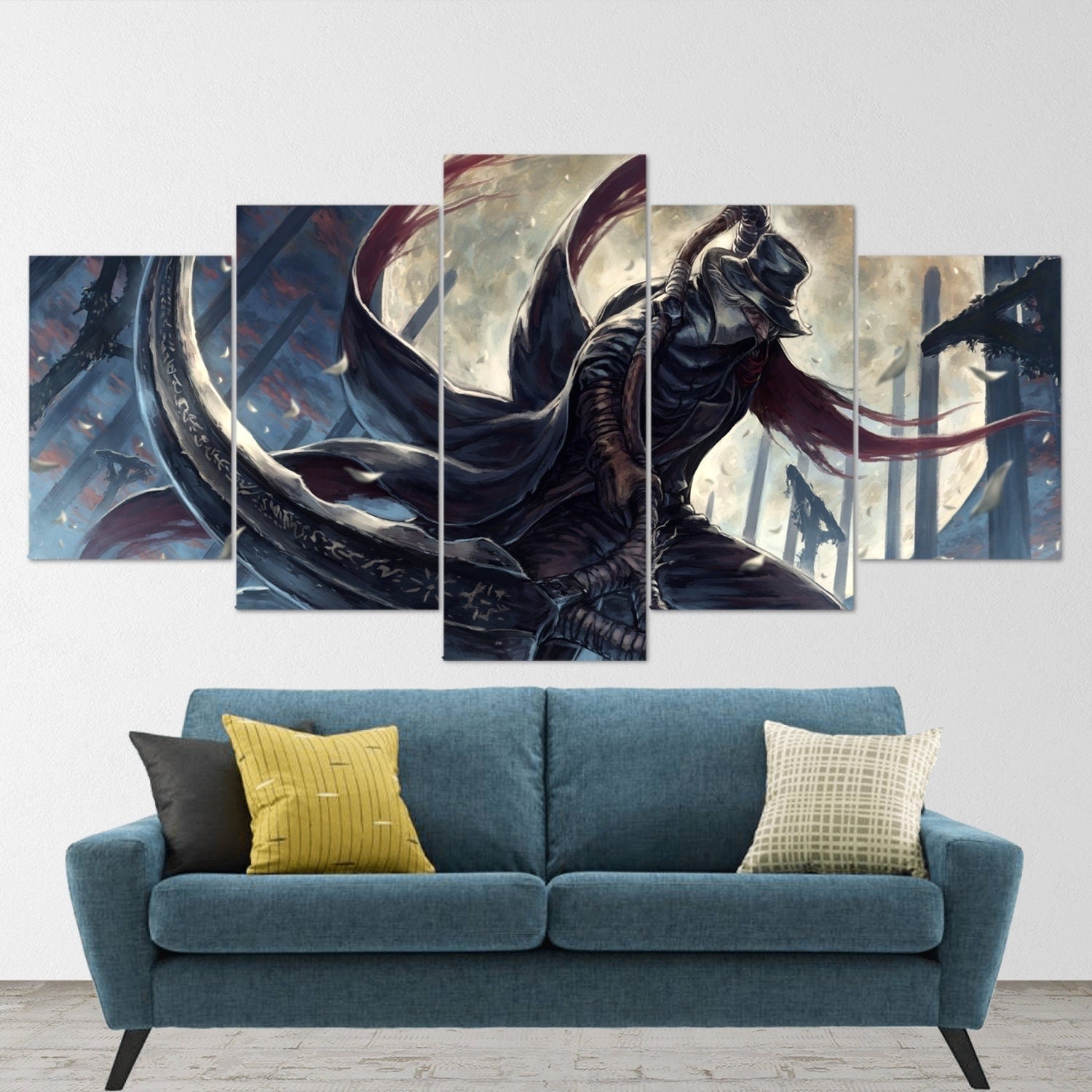 bloodborne-hunter-5-piece-canvas-wall-art-bloodborne-wall-art-bloodborne-hunter-poster-bloodborne-canvas-bloodborne-5-panel-g