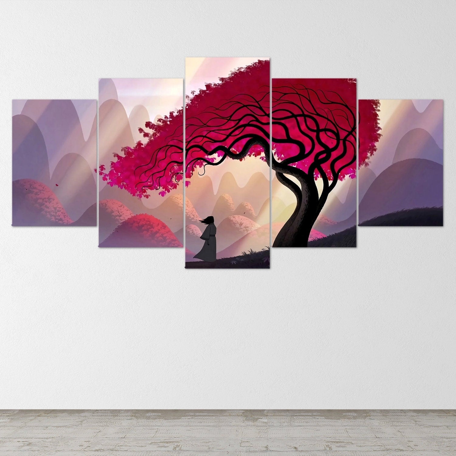 samurai-samurai-warrior-fantasy-katana-5-piece-canvas-wall-art-samurai-art-extra-large-wall-art-samurai-poster-5-piece-5-pane