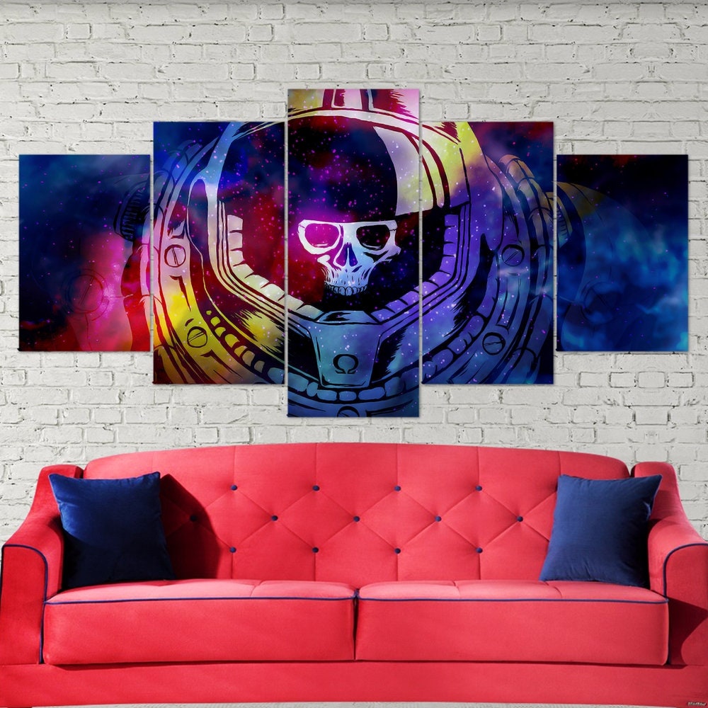 space-soldier-space-marine-sci-fi-5-piece-canvas-wall-art-neon-art-skull-decor-art-extra-large-wall-art-space-marine-poster-g